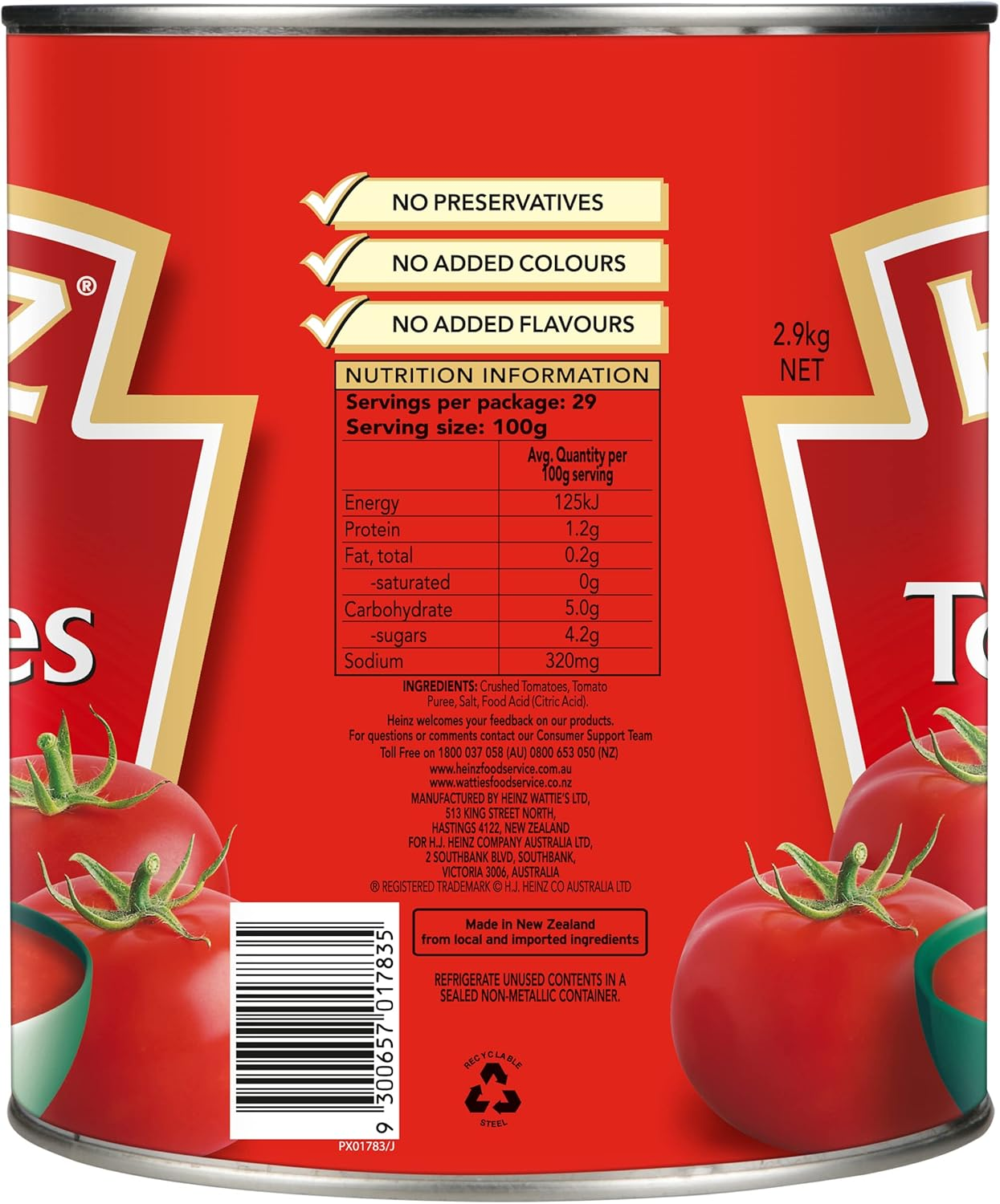 Heinz Crushed Tomatoes Catering Bulk Tin Tinned Tomatoes 2.9Kg image number 5