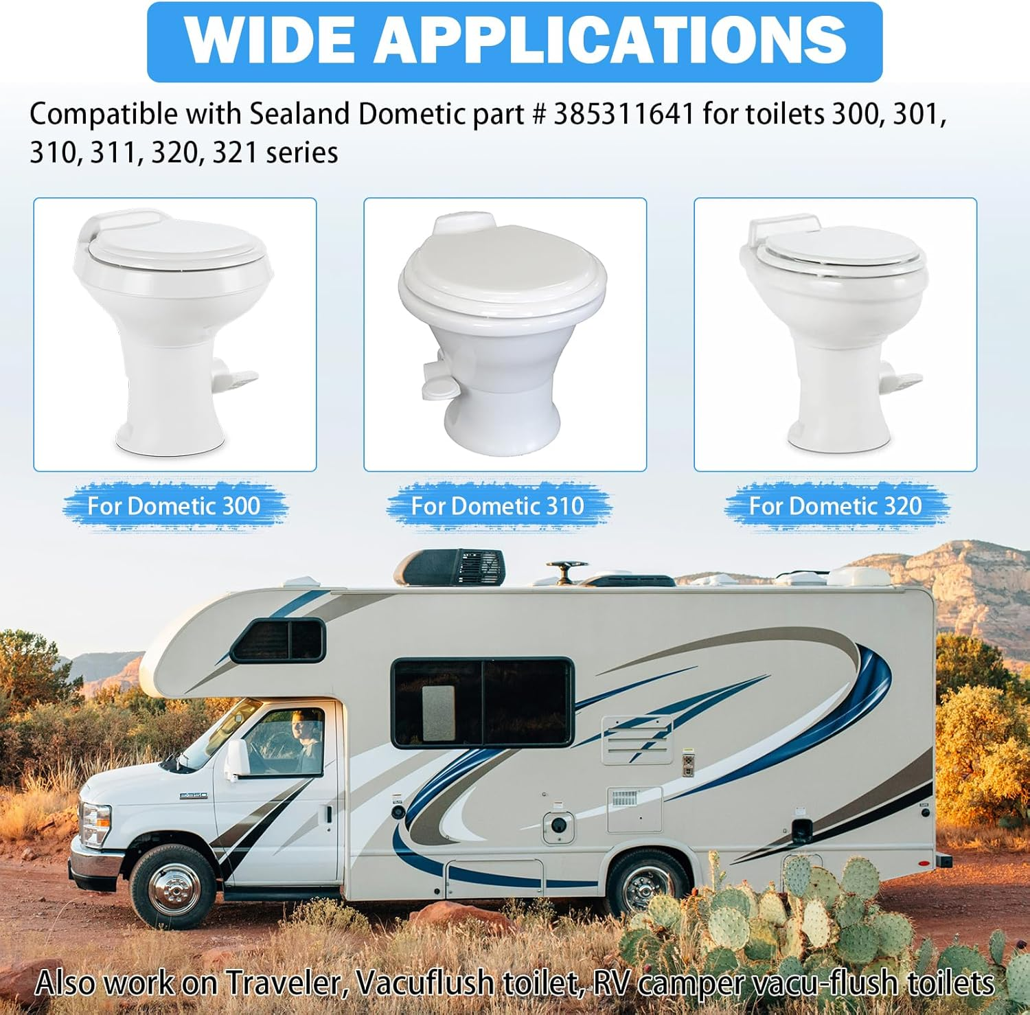 385311641 RV Toilet Water Valve Kit Replacement for Sealand Dometic RV Toilets 300, 301, 310, 311, 320, 321, Camper Trailer RV Pedal Flush Toilet Repair Kit with 385311658 Flush Ball Seal image number 6