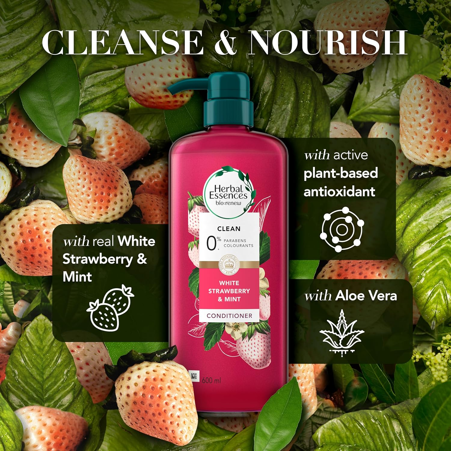Herbal Essences Bio Renew White Strawberry & Mint 600Ml Conditioner image number 3