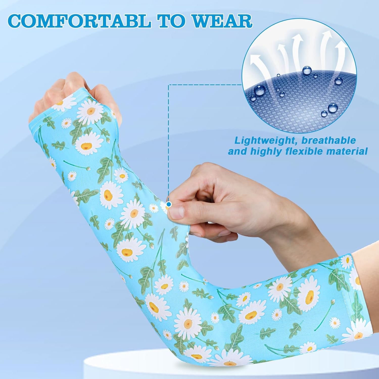 4 Pairs Gardening Sleeves Anti-Slip Arm Protection with Thumb Hole Sun Sleeve Cooling Arm Sleeves for Women Men Outdoor - Mixcolor-C image number 5