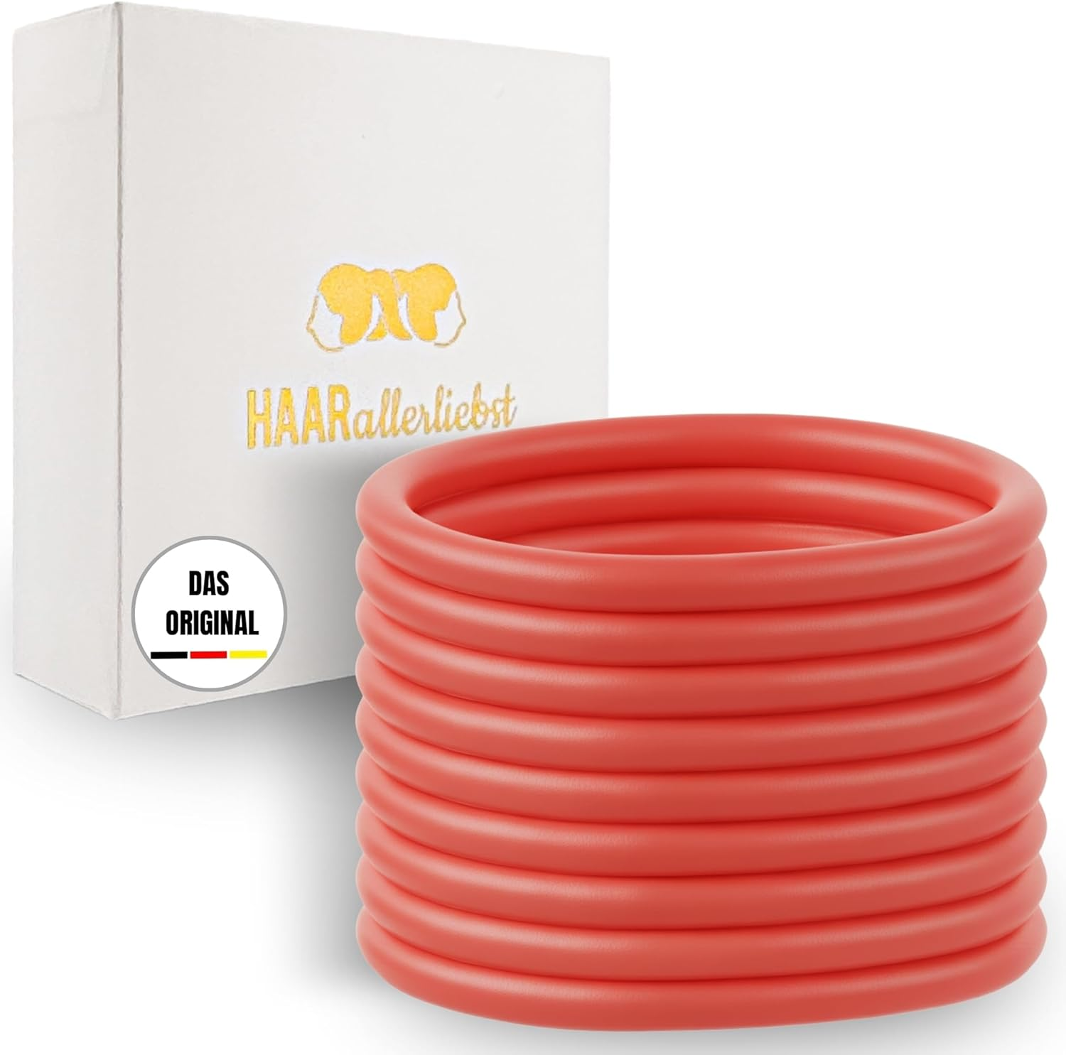 Haarallerliebst Silicone Hair Bobbles (Pack of 9, Salmon Colour, 5 Cm) with Storage Box image number 4