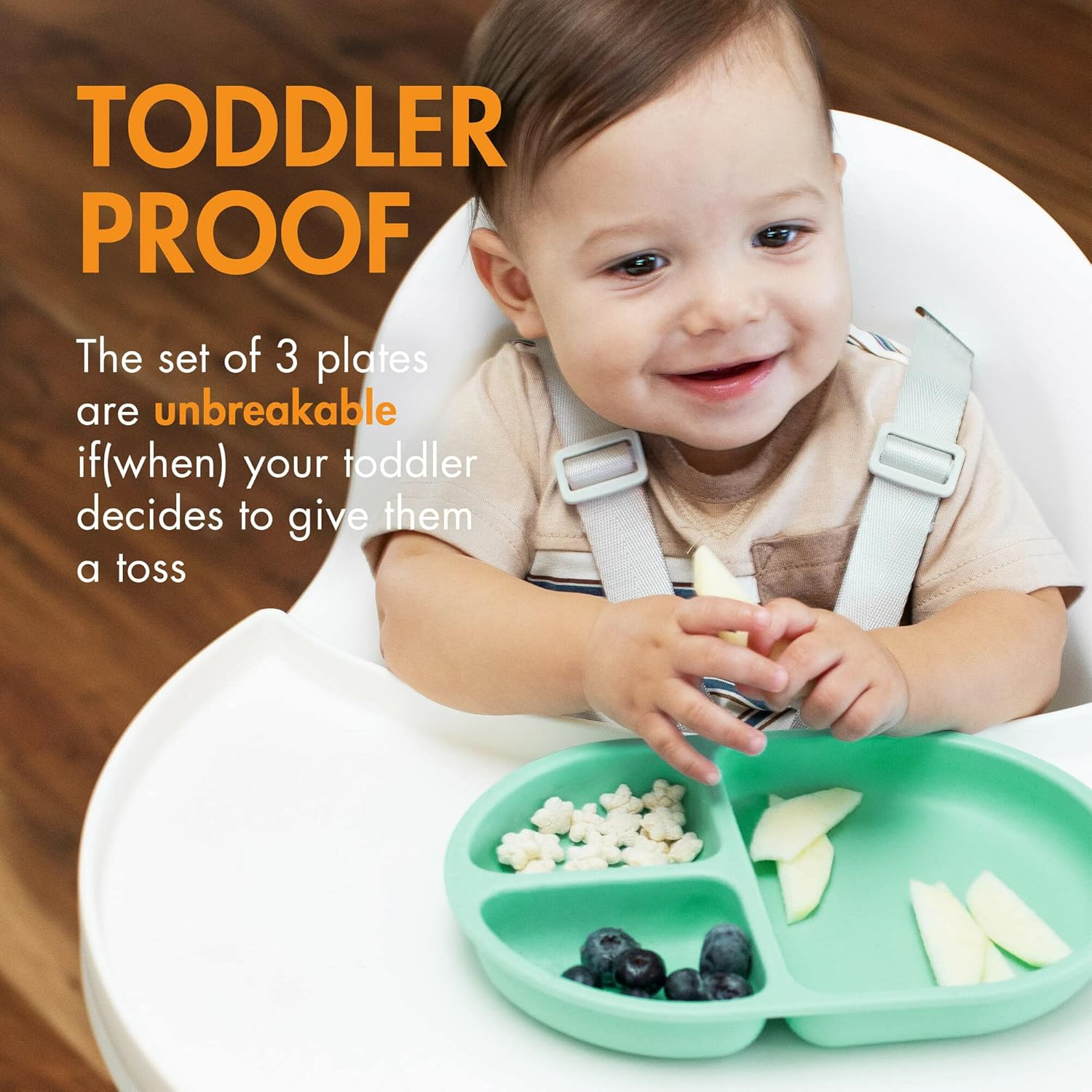 Boon Chow Silicone Divided Plate, Mint Multicolor 9.1-Inch Length X 6.2-Inch Width (Pack of 3) image number 5