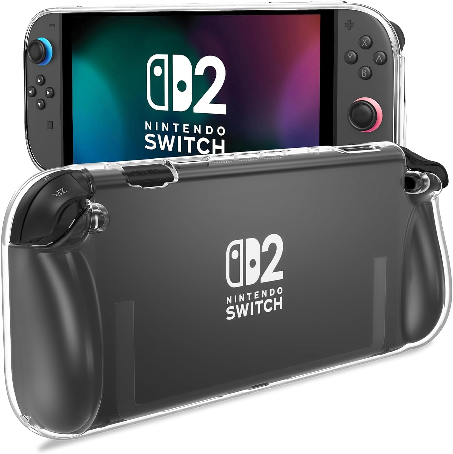 Procase Protective Case for Nintendo Switch 2 2025, Clear Cover Protector Switch 2 Accessories, Anti-Scratch, Shock-Absorption, Ergonomic Grip Design, Easy to Install -Black