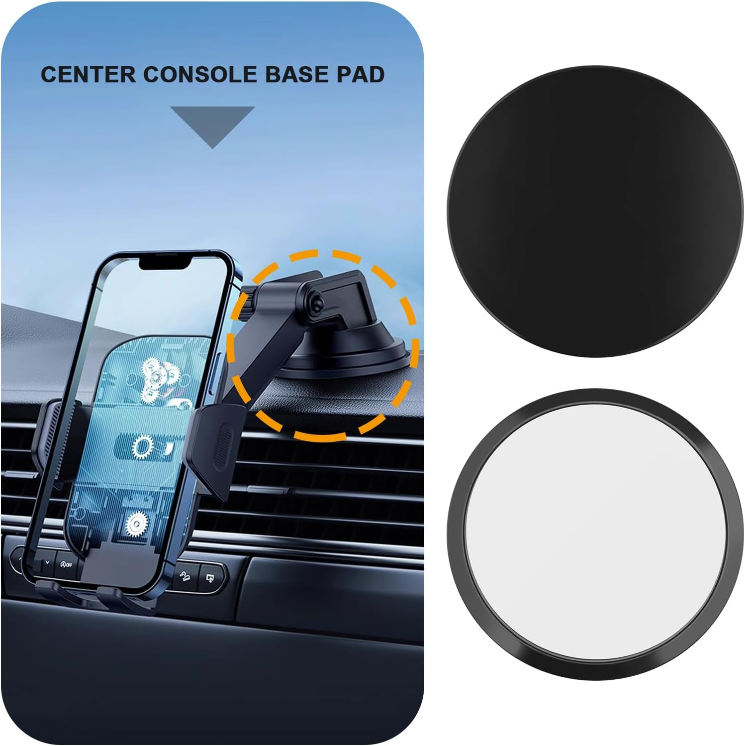 SING F LTD 3Pcs Adhesive Dashboard Pad Disc Dashboard Suction Pad Double-Stick Adhesive Backing Compatible with Dash Cam GPS Car Phone Mount Black image number 3