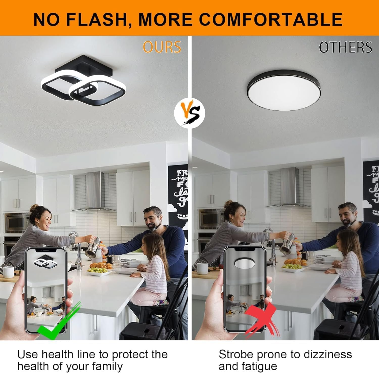 KEPHTH LED Ceiling Light Modern Square LED Ceiling Lamp 6000K White Ceiling Lighting Fixture for Kitchen Bedrooms Hallway Office image number 2