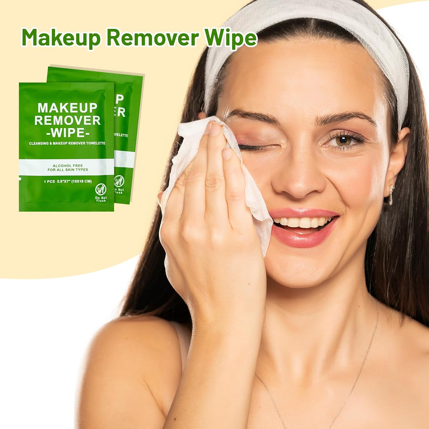 50 Count Makeup Remover Wipes Bulk Individually Wrapped, Travel Towelette Makeup Remover Individual Gentle Cleansing for Face Mascara Lipstick Remove Makeup image number 3