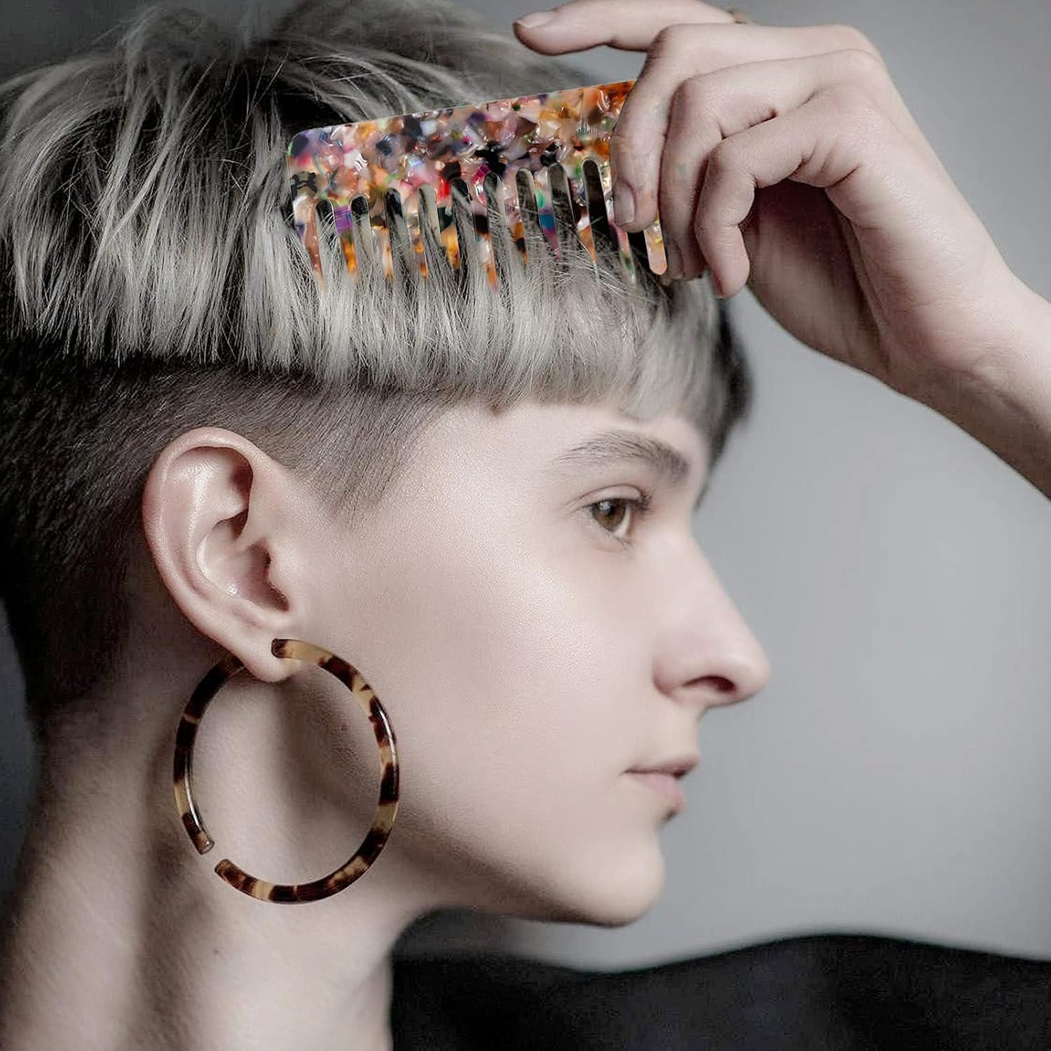 2 Pack Cellulose Detangling Comb - Wide Tooth for Curly, Straight, or Wet Hair - Unisex, Comfortable No Pulling Design image number 3