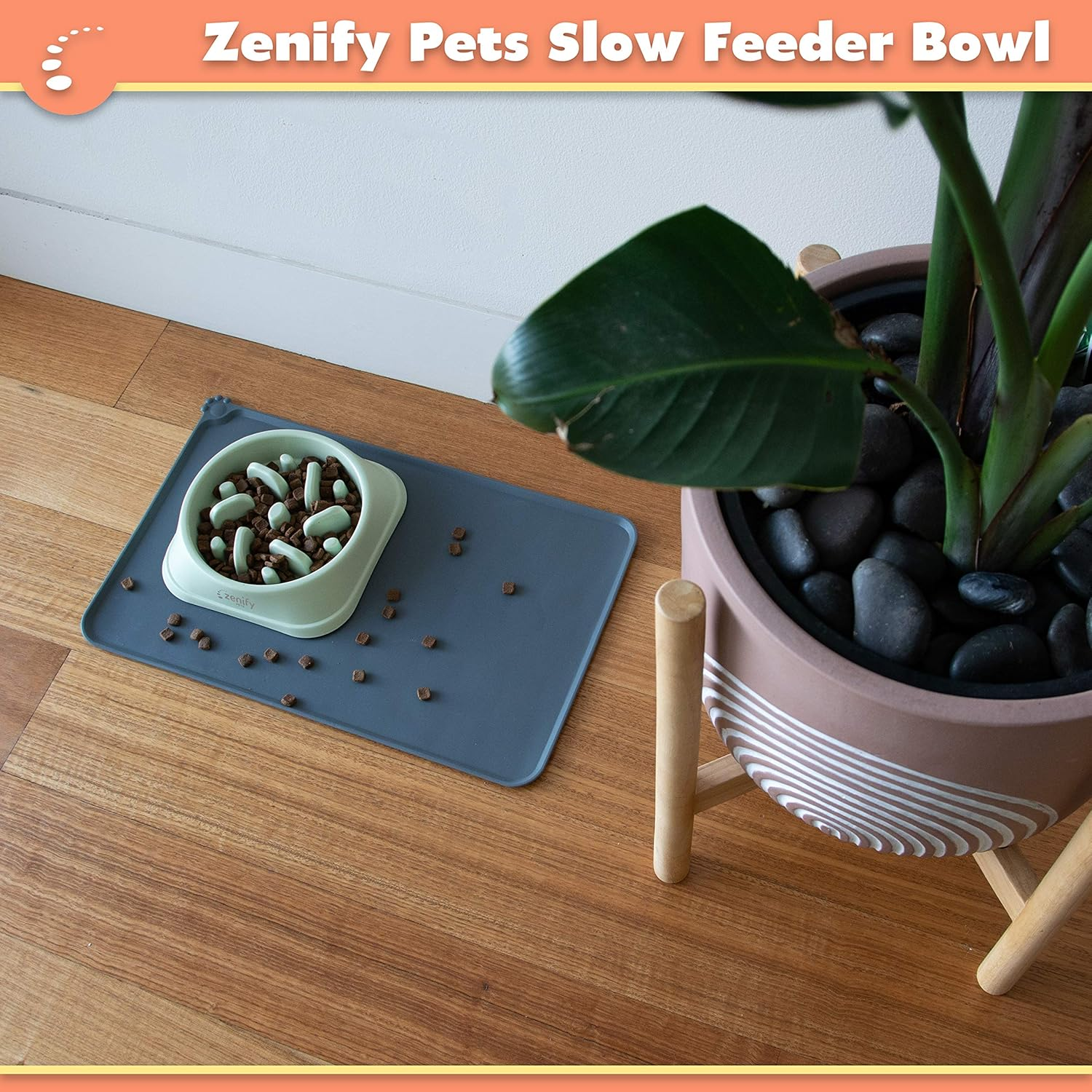 Zenify Dog Bowl Slow Feeder - Large 500Ml Healthy Eating Pet Interactive Feeder with Anti-Skid Non-Slip Base to Reduce Overeating Bloating Vomiting Obesity for Wet Dry Raw Food and Water (Light Green) image number 6