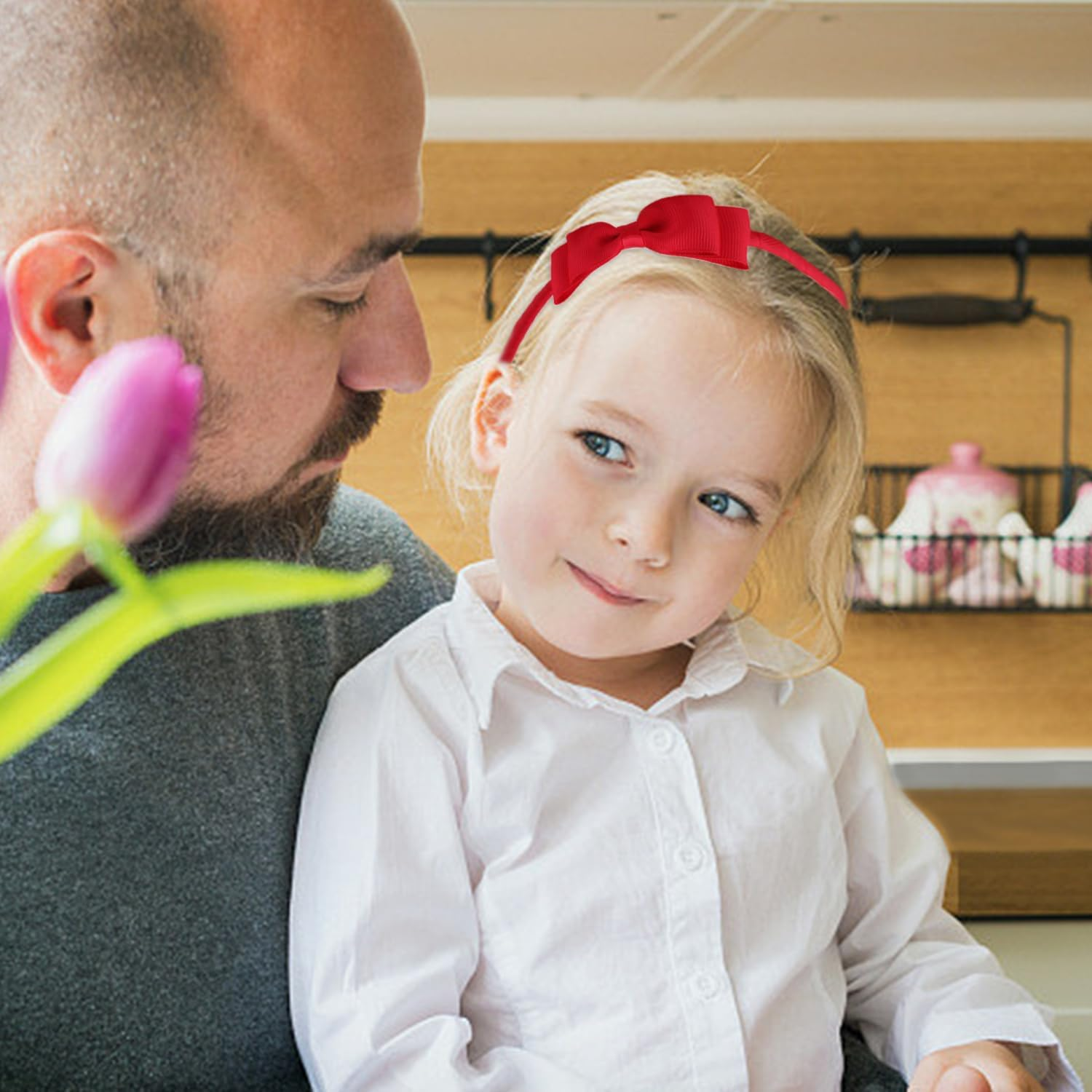 SYEYCW 4 Pcs Red Bow Hairbands, School Bows Headbands, Girls Uniform Bow Headband, Hair Accessories for Girls, Toddlers, Teens, Alice Ribbon Bands, Gift for Christmas Birthday New Year Present image number 5