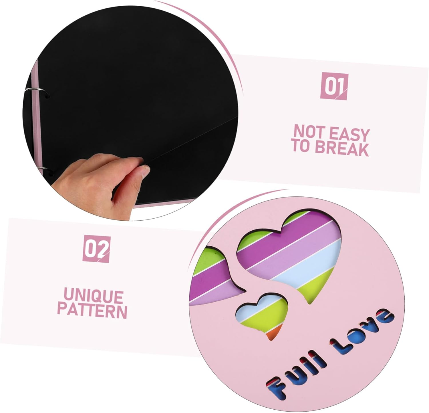 SOLUSTRE Wooden Photo Album Hollow Heart Design Scrapbook for Weddings Birthdays Memories Compact Easy to Use For image number 4