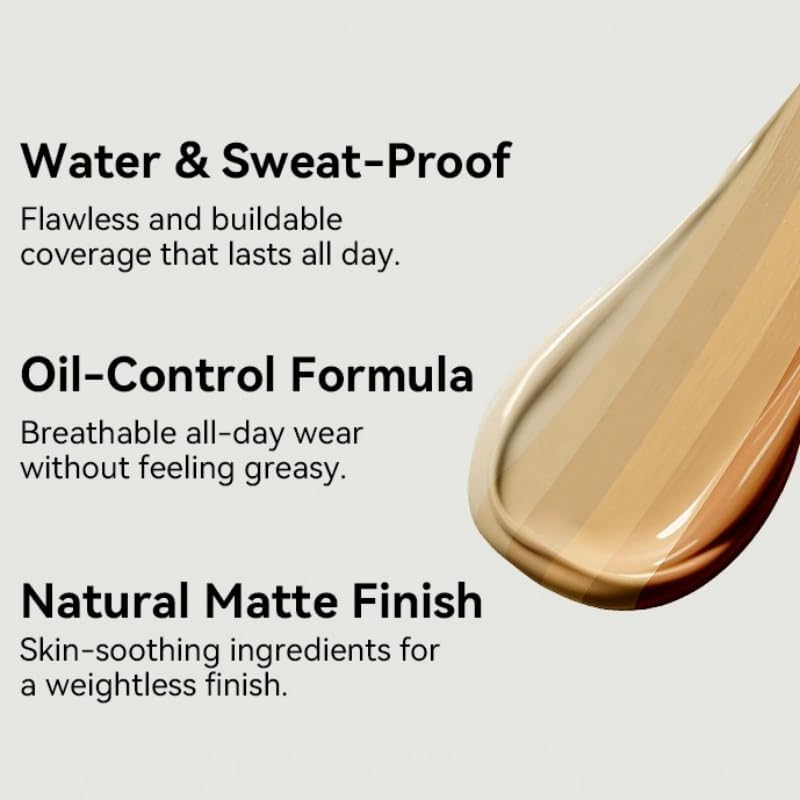 Full Coverage Foundation Cream - Long Lasting Waterproof Concealer Makeup Base for Natural Matte Finish Face 20G Available in 6 Shades image number 1