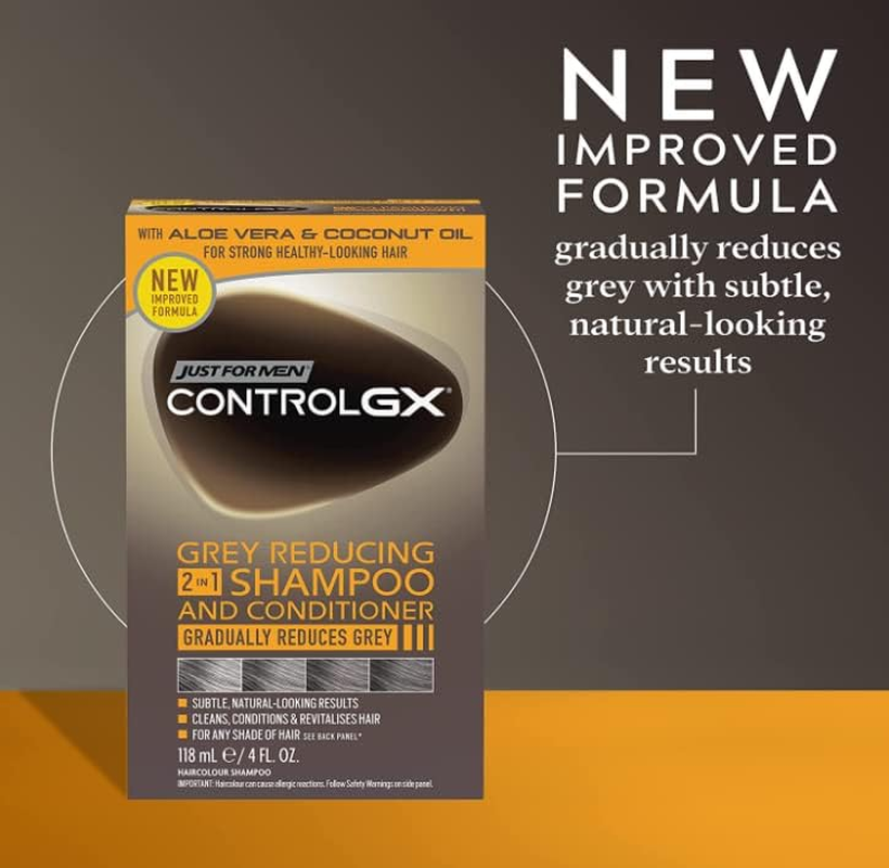 Just for Men Control GX, Grey Reducing 2-In-1 Shampoo & Conditioner for Grey Hair, New Improved Formula - All Shades 4Oz - Pack of 2 image number 4