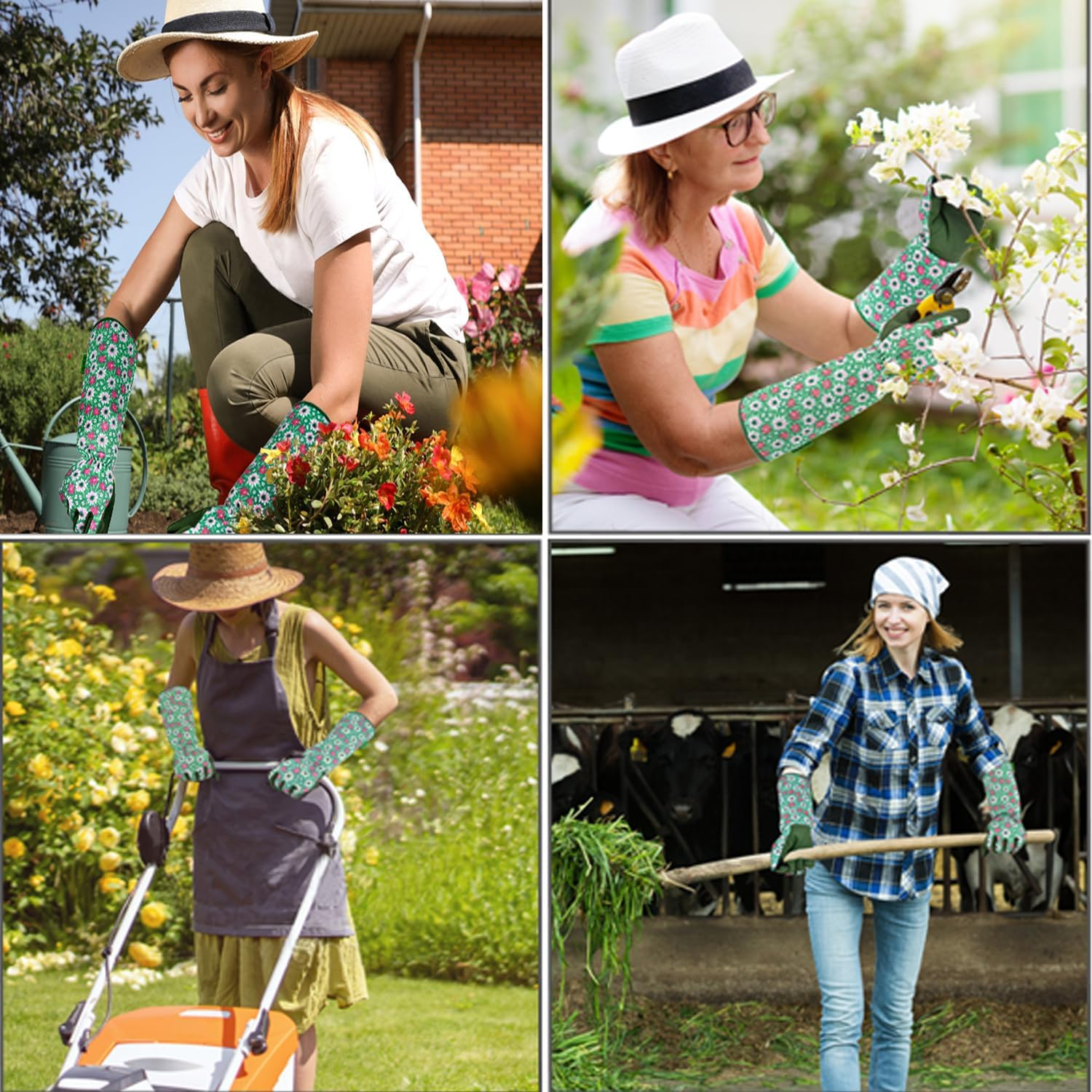 Gardening Gloves for Men & Women, Breathable Forearm Safety Work Long Gloves, Thorn Proof No Stab for Rose & Cactus Pruning, Digging, Planting image number 2