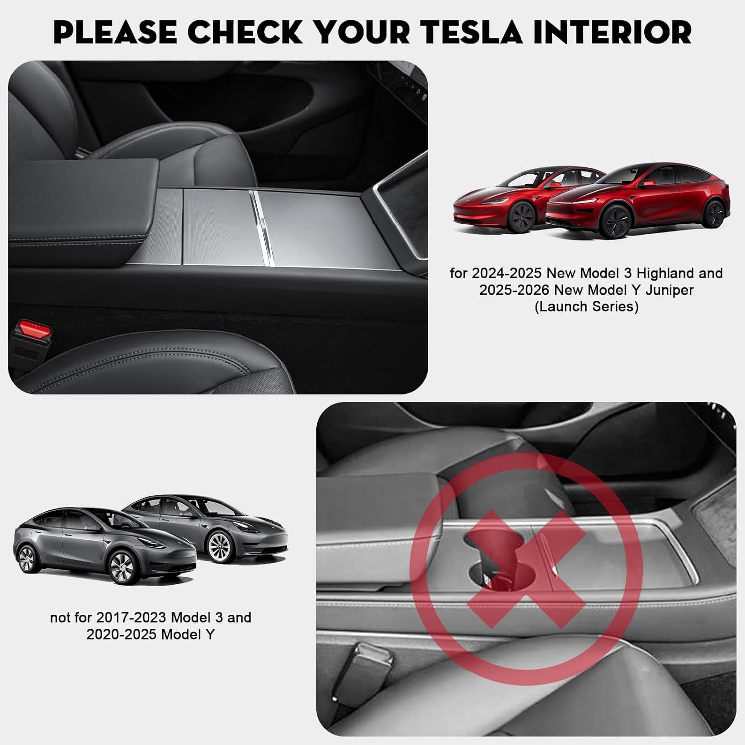 4PCS Center Console Organizer Tray Compatible with 2026 Tesla Model Y Juniper Accessories Cup Holder Armrest Hidden Storage Box for New Model Y 2025-2026 & Model 3 2024-2025 Highland image number 4
