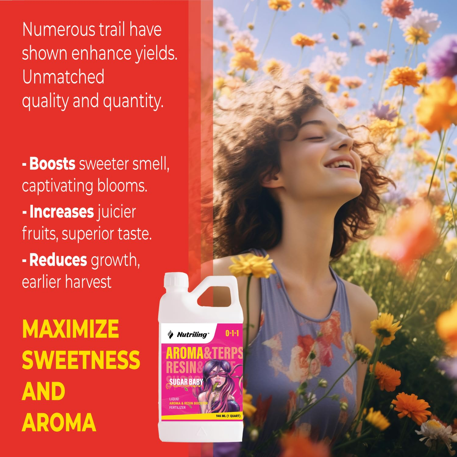 Terpenes Enhancer - Hydroponic Nutrients for Big Bud and Bud Candy Taste. Use as Soil Flower Food and Hydroponic Plant Food - Sugar Baby 0-1-1 Bloom Booster Terpinator by Nutriling image number 5