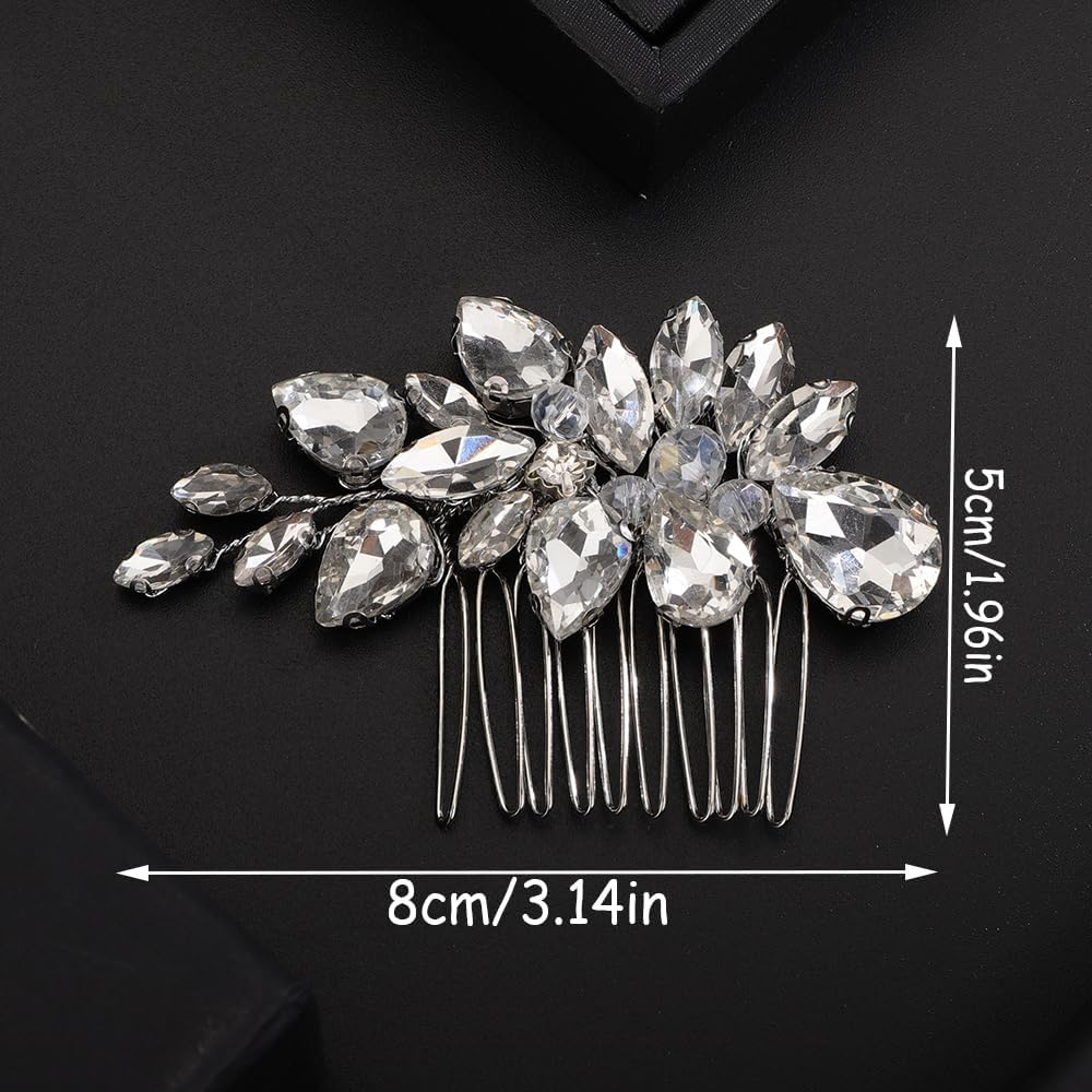 Teyglen Crystal Bridal Rhinestone Hair Comb Headpiece with Sparkly Rhinestones for Women and Girls (Gold) - Gold image number 4