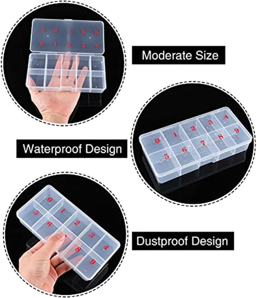 Nail Tip Box Empty Nail Tips Organizer Storage Fingernail Box Spaces Storage Case Container Nail Box Grid Box image number 2