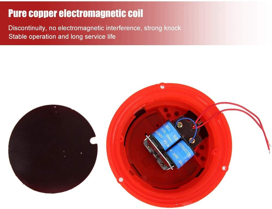 4 Inch Fire Alarm Bell, 100 Db Metal Fire Control Internal Impact Type Electric Safety Bell 12 V/24 V/220 V (220 V) image number 6