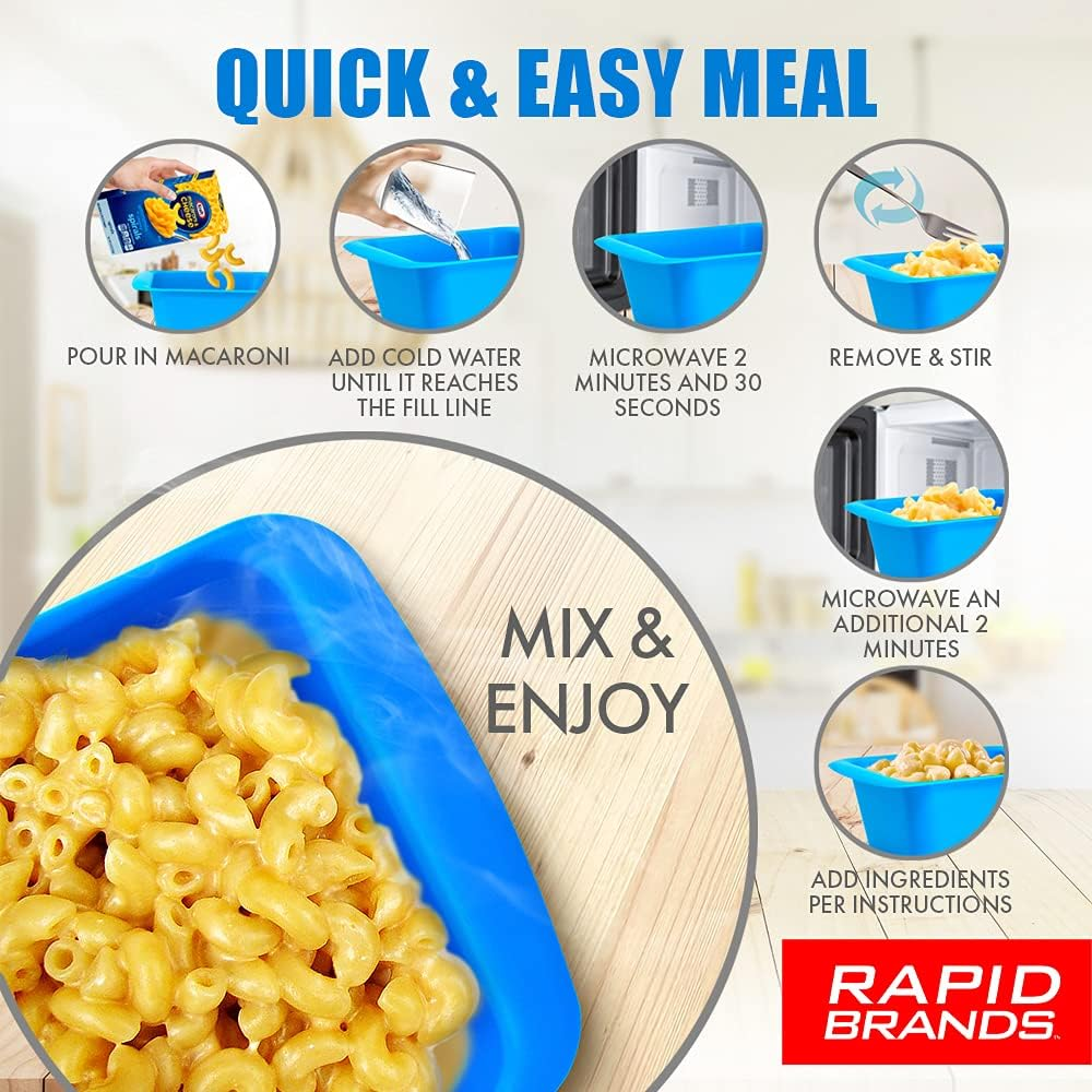 Rapid Mac Cooker | Microwave Macaroni & Cheese in 5 Minutes | Perfect for Dorm, Small Kitchen or Office | Dishwasher Safe, Microwaveable, Bpa-Free | Black image number 2