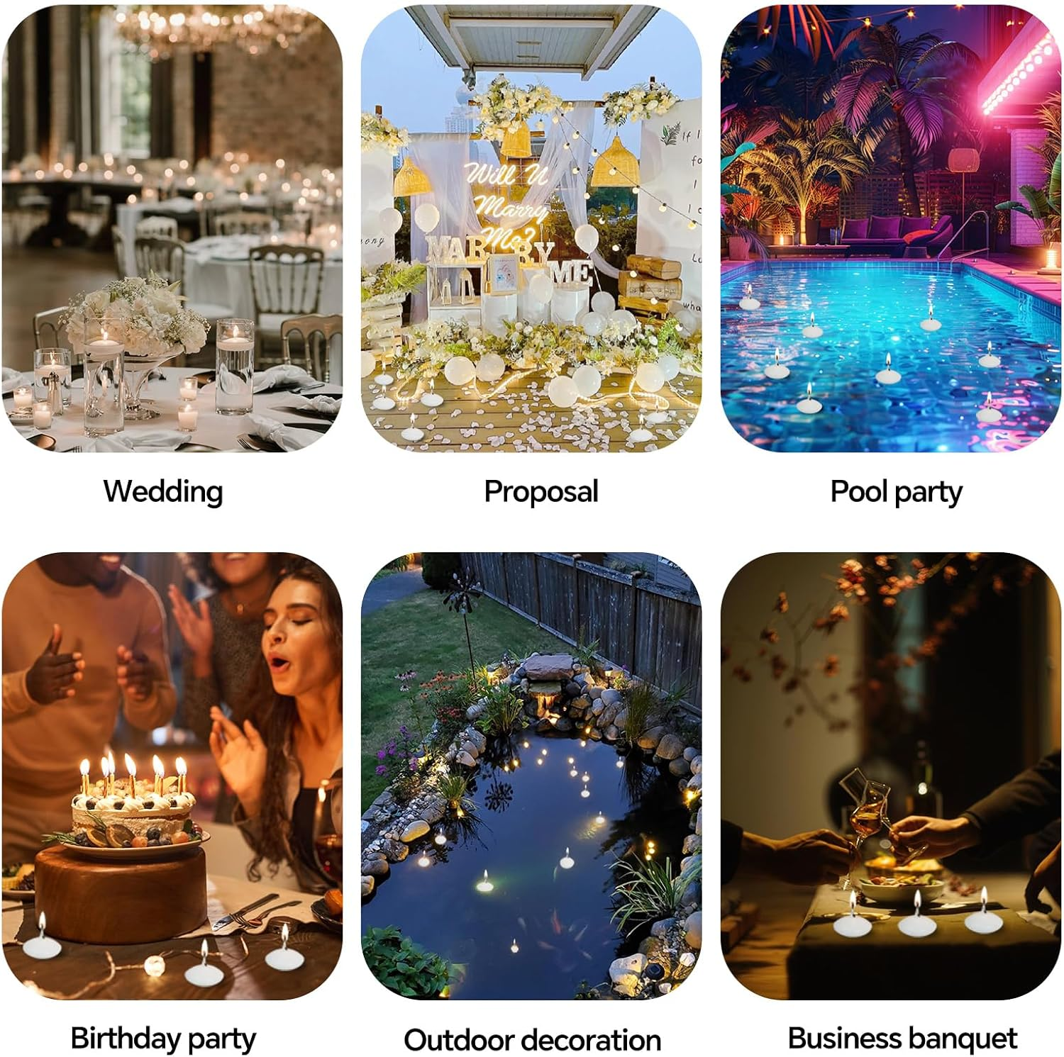 Pack of 42 Floating Candles, White: 3.7 X 1.6 Cm, Smokeless Floating Candles, Fragrance-Free, Decorative Floating Candle, Unscented, for Wedding, Dinner, Christmas, Valentine'S Day, Pool