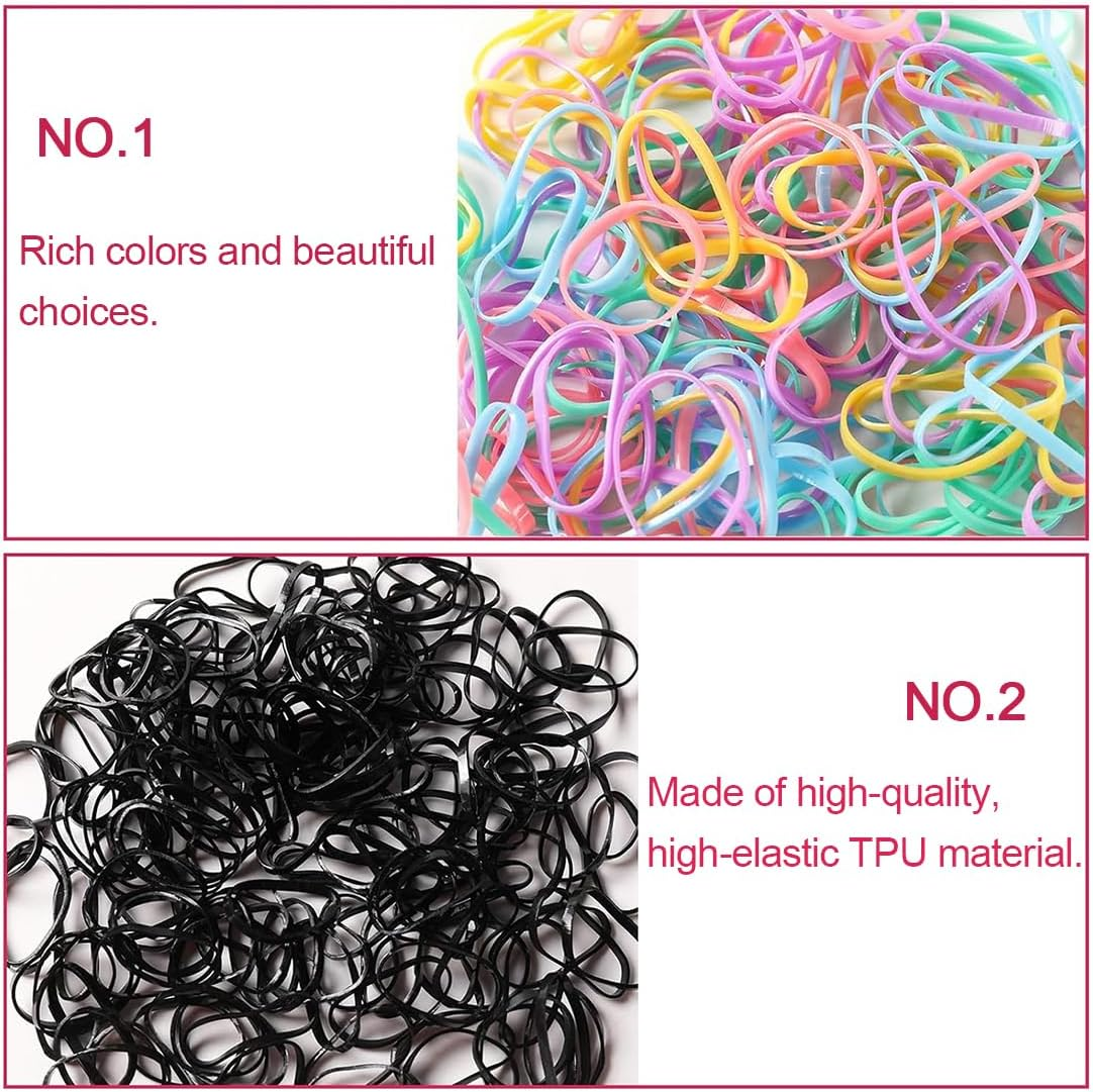 Colour Mini Hair Bobbles Pack of 2000 Small Hair Bobbles with 1 Piece Hair Bands Cutter Remover for Fine Hair and Hair Braiding Small Dreadlocks image number 3