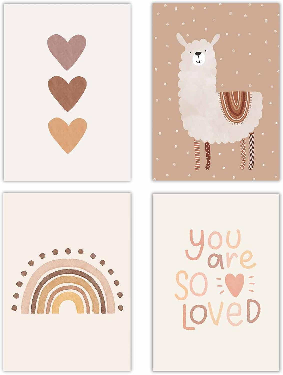 Canssape Set of 4 Boho Rainbow Nursery Girls Room Wall Decor | 8"X10" You Are so Loved Toddler Girl Room Decor | Kids Rainbow Wall Decor for Girls Bedroom Heart Wall Art Prints (Unframed)(Love) image number 7