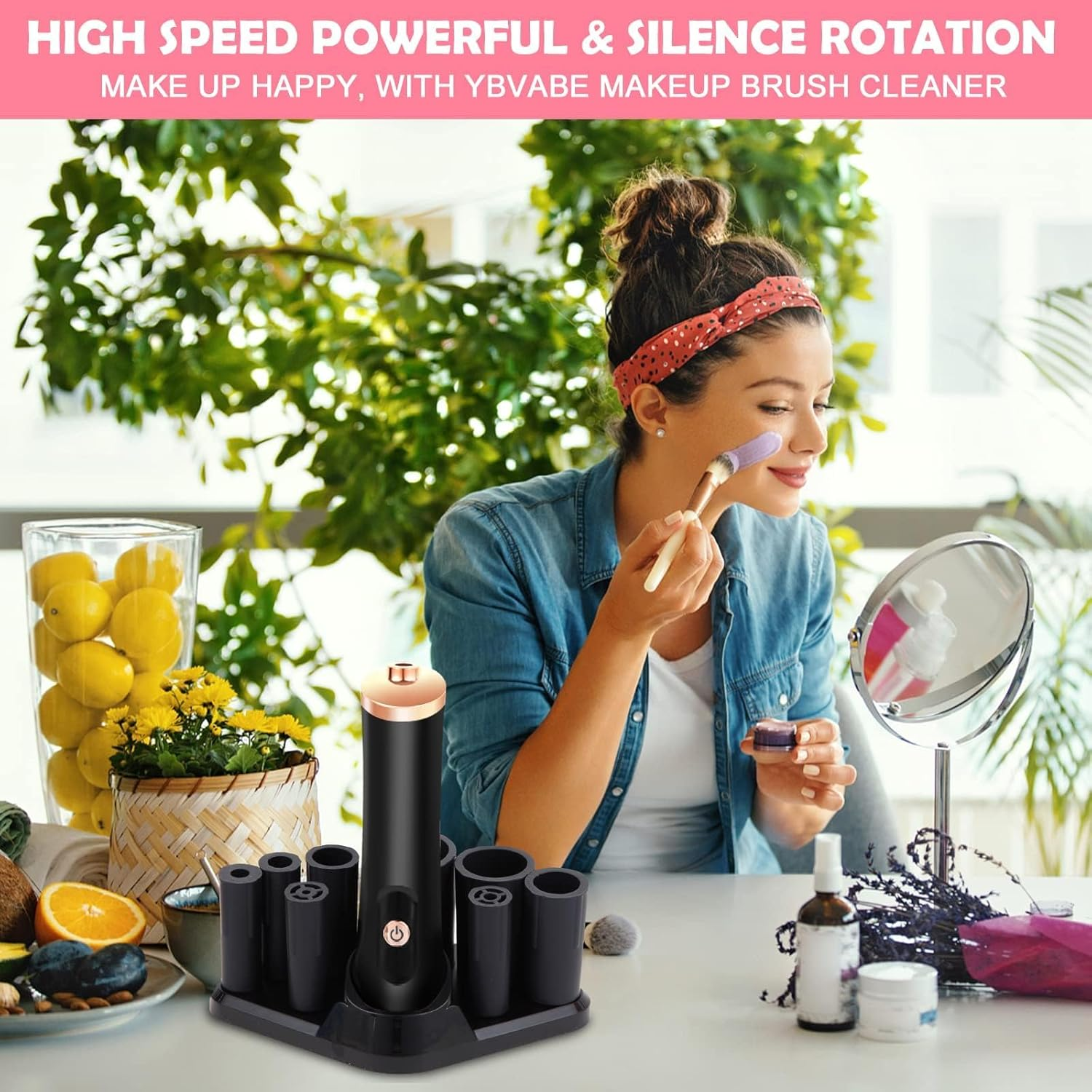 YBVABE Makeup Brush Cleaner and Dryer - USB Rechargeable Electric Makeup Brushes Cleaner Machine - Fast Drying and Efficient Brush Cleaner for Makeup Brushes image number 6