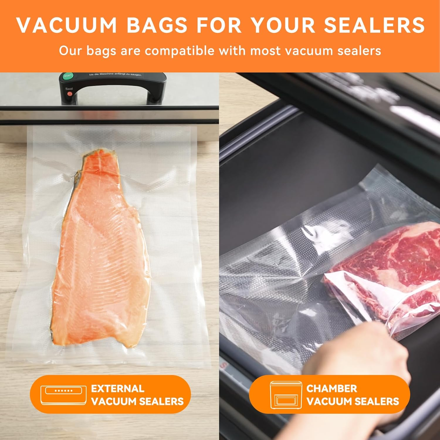 2 Pcak 28Cmx25M Vacuum Sealer Bags Food with Cutter, Wevac Vacuum Seal Bags BPA Free, Commercial Grade, Compatible with All Vac Machines, Food Saver, Sous Vide and Great for Storage image number 3