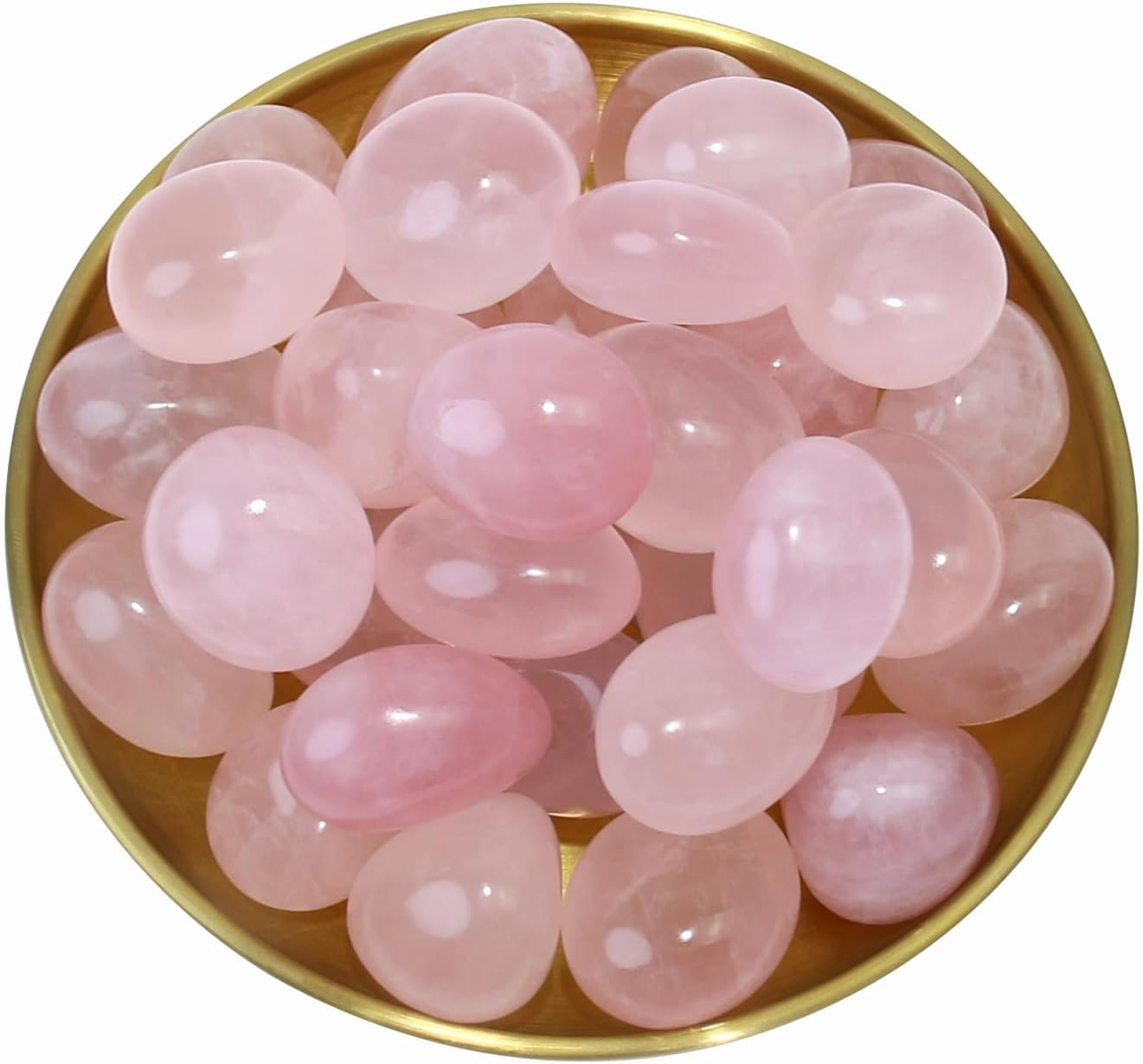 10 Packs of Brazilian Tumbled Polished Natural Rose Quartz Stones, Crystals and Healing Stones Quartz Bulk for Wicca, Reiki, Healing Energy, Chakra Stones, Witchcraft Supplies image number 1
