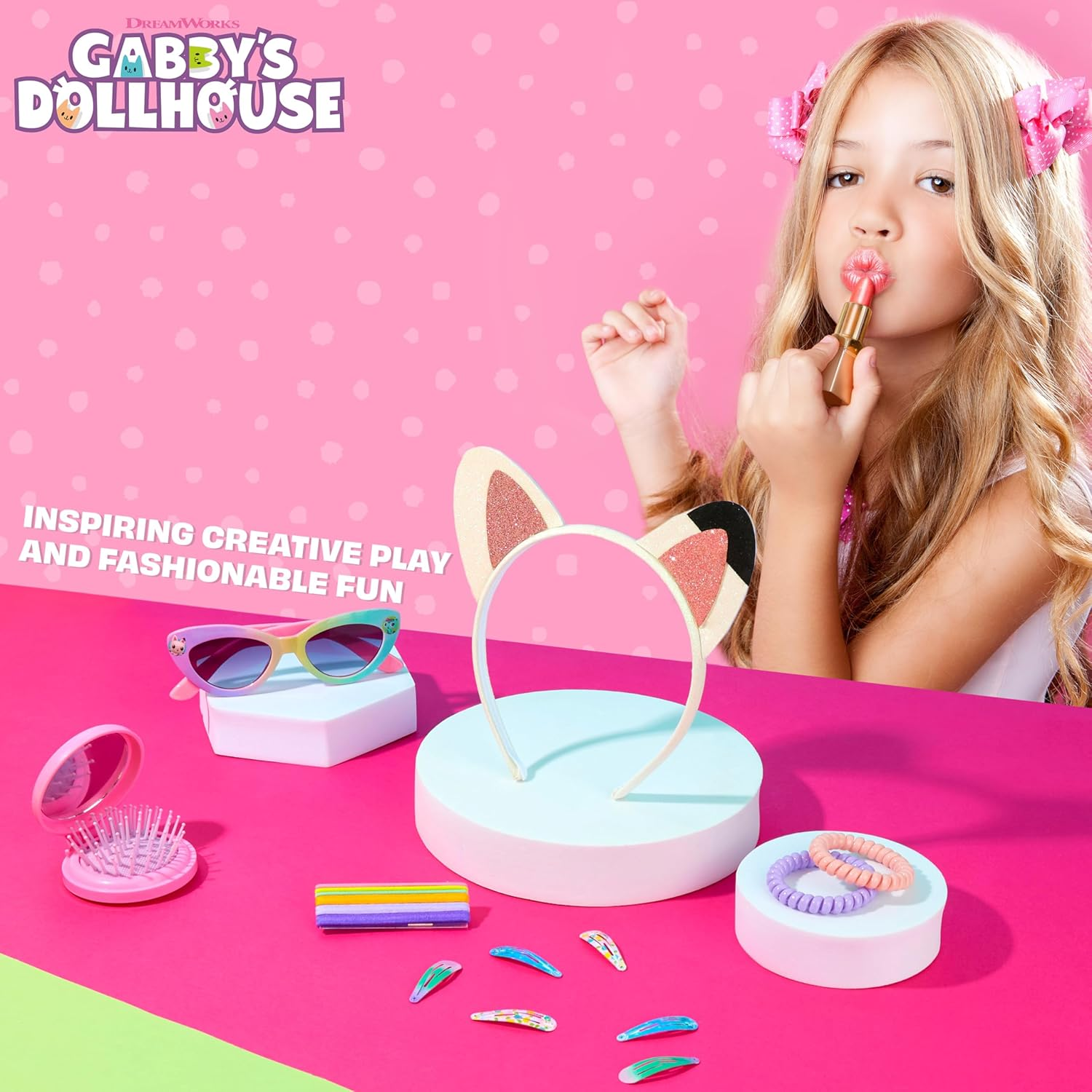 Gabbys Dollhouse Handbag Girls with Cat Ears Headband, UV Sunglasses & Hair Accessories - Girls Gifts image number 2