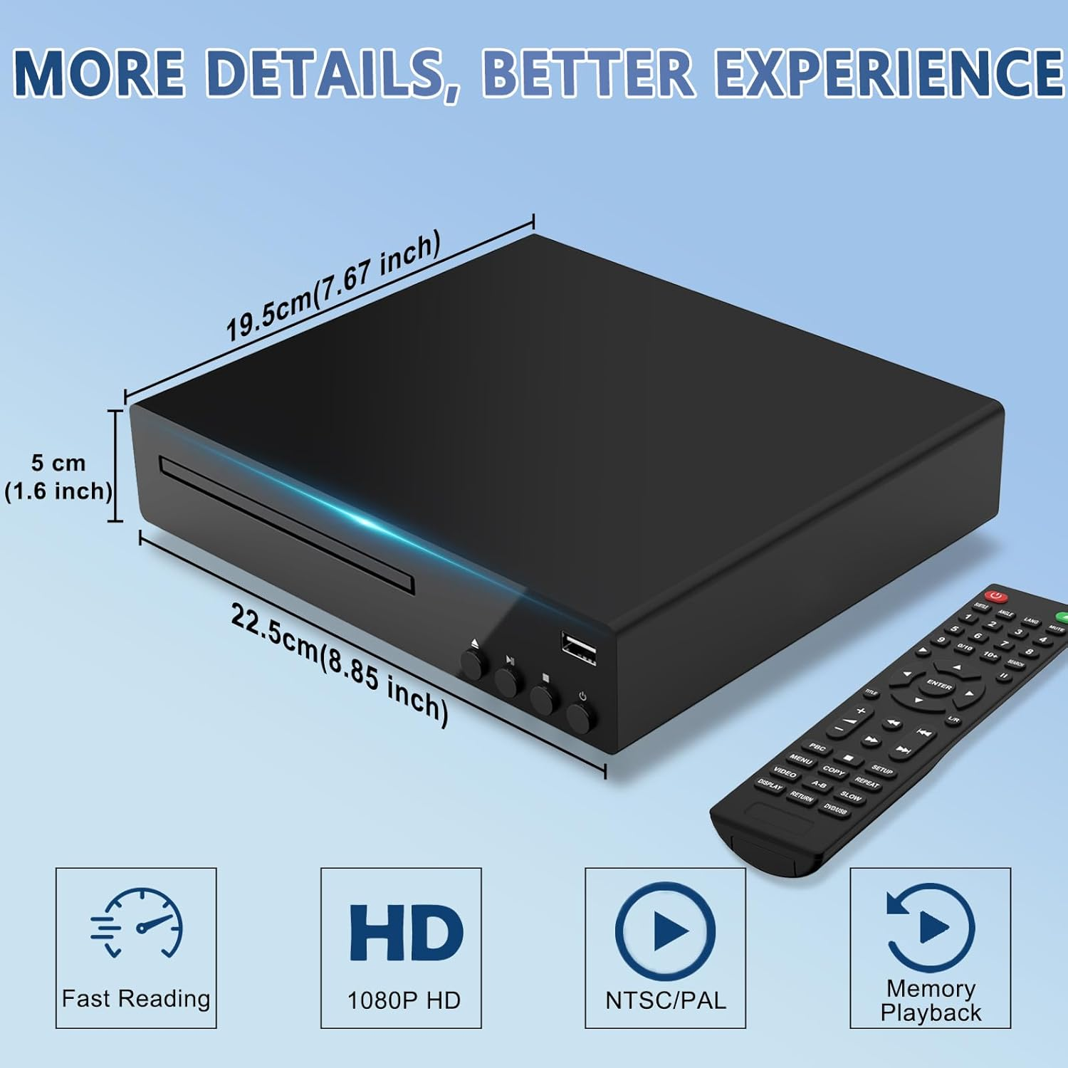 DVD Player for TV, SHIWAKOTO Multi Region Free DVD Players with HDMI, RCA/AV Output, USB Port, Remote Control image number 1