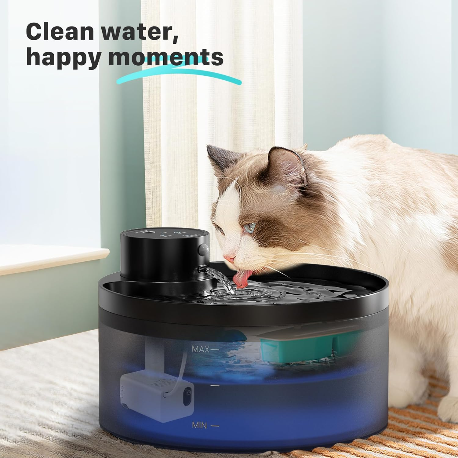 GIOTOHUN 12 Cat Water Fountain Filters: Drinking Fountain for Cat Filters - 6 Activated Carbons + 6 Foams image number 5