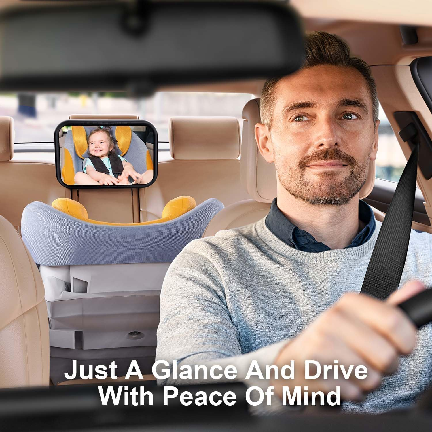 Baby Car Mirror - Rear-Facing Seat, Clip on Back Seat, 360&deg; Adjustable, Shatterproof, Essential for Newborns image number 1