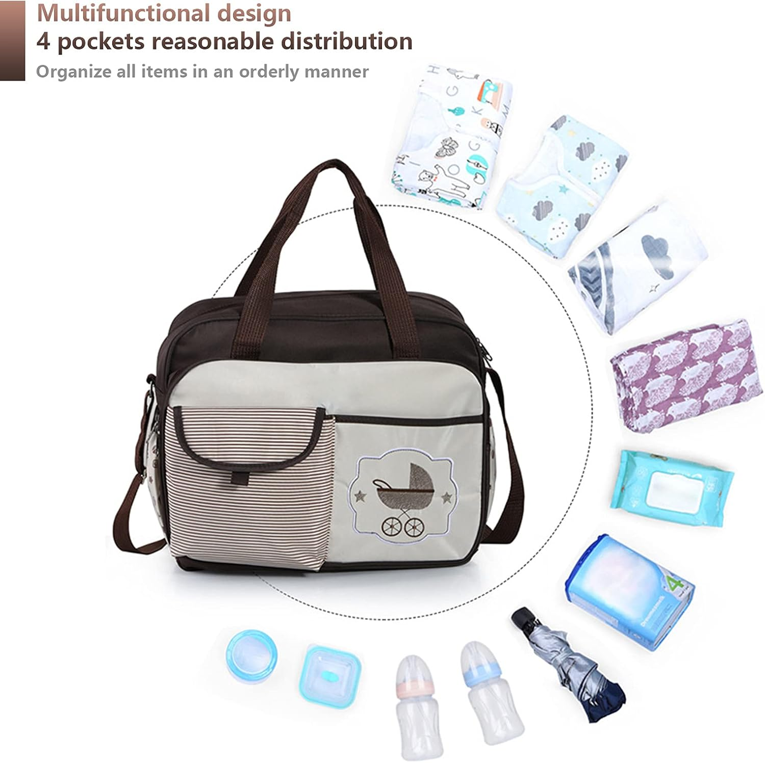 Maternity Nappy Bag, Large Tote Bag Milk Bottle Diaper Bag Travel Bag Overnight Bag for Airplanes for Hospital for Travel image number 2