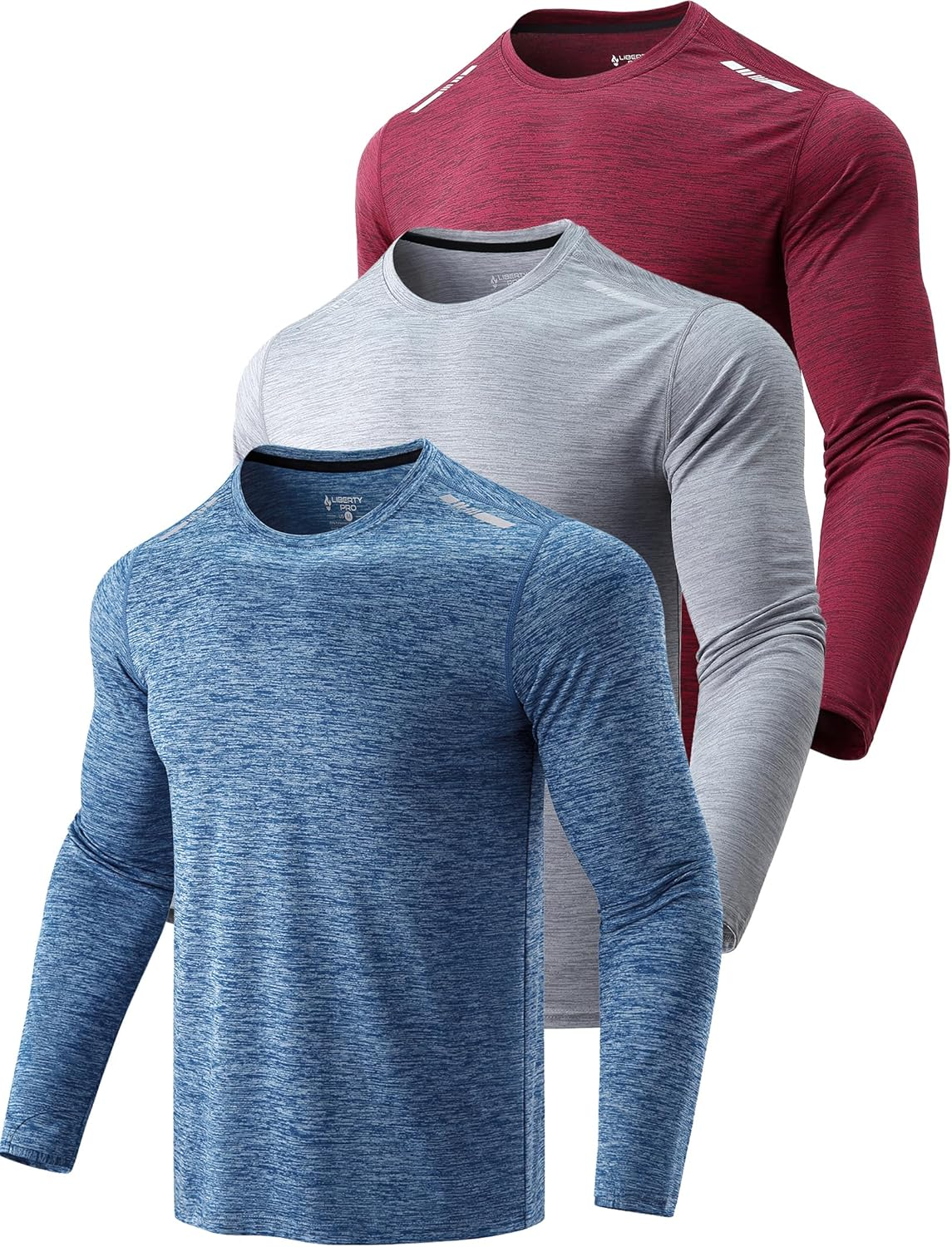 Liberty Imports 3 Pack: Men'S Long Sleeve T Shirts, Dry Fit UV Sun Protection Outdoor Hiking Athletic Active Tops with Thumb Holes