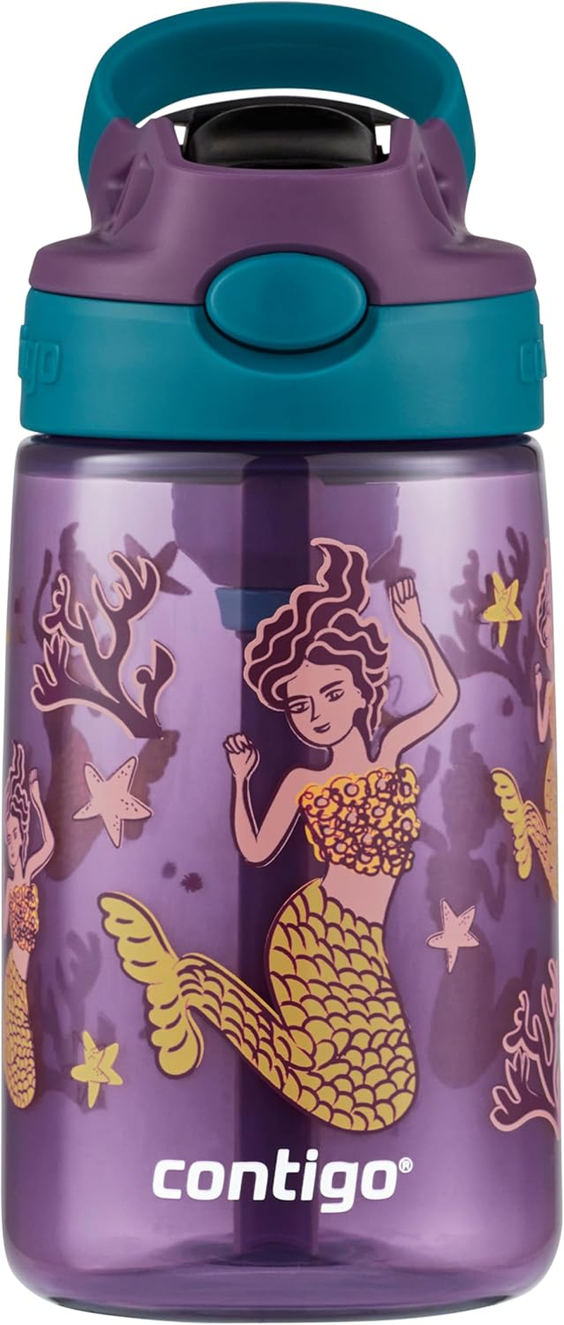 Contigo Kids Autospout Water Bottle, Mermaids, 414 Ml Capacity