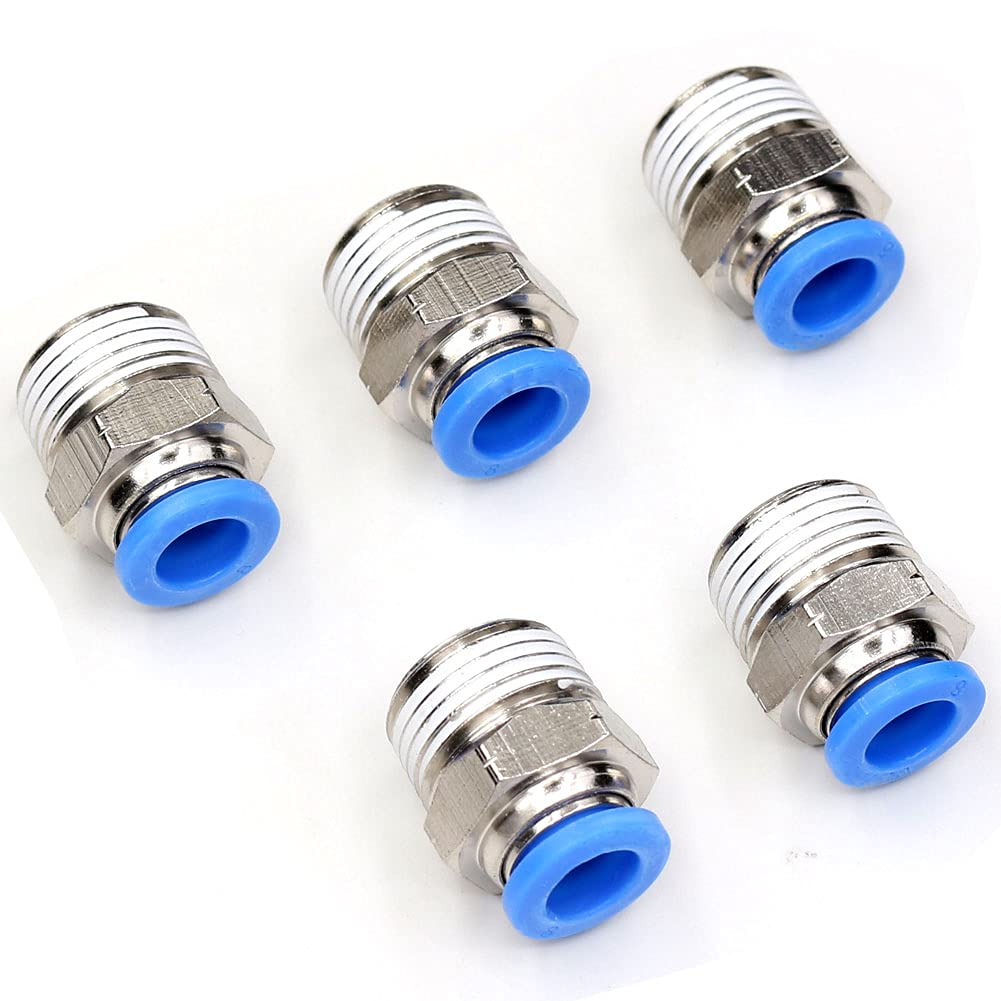 CEKER 1/2 Push to Connect Fittings Air Fittings PC 1/2 Inch Tubing Od X 3/8" NPT Thread Male Air Line Fittings Pneumatic Fitting Push in Connector Compression Fittings Quick Connect Fittings 2Pack image number 2
