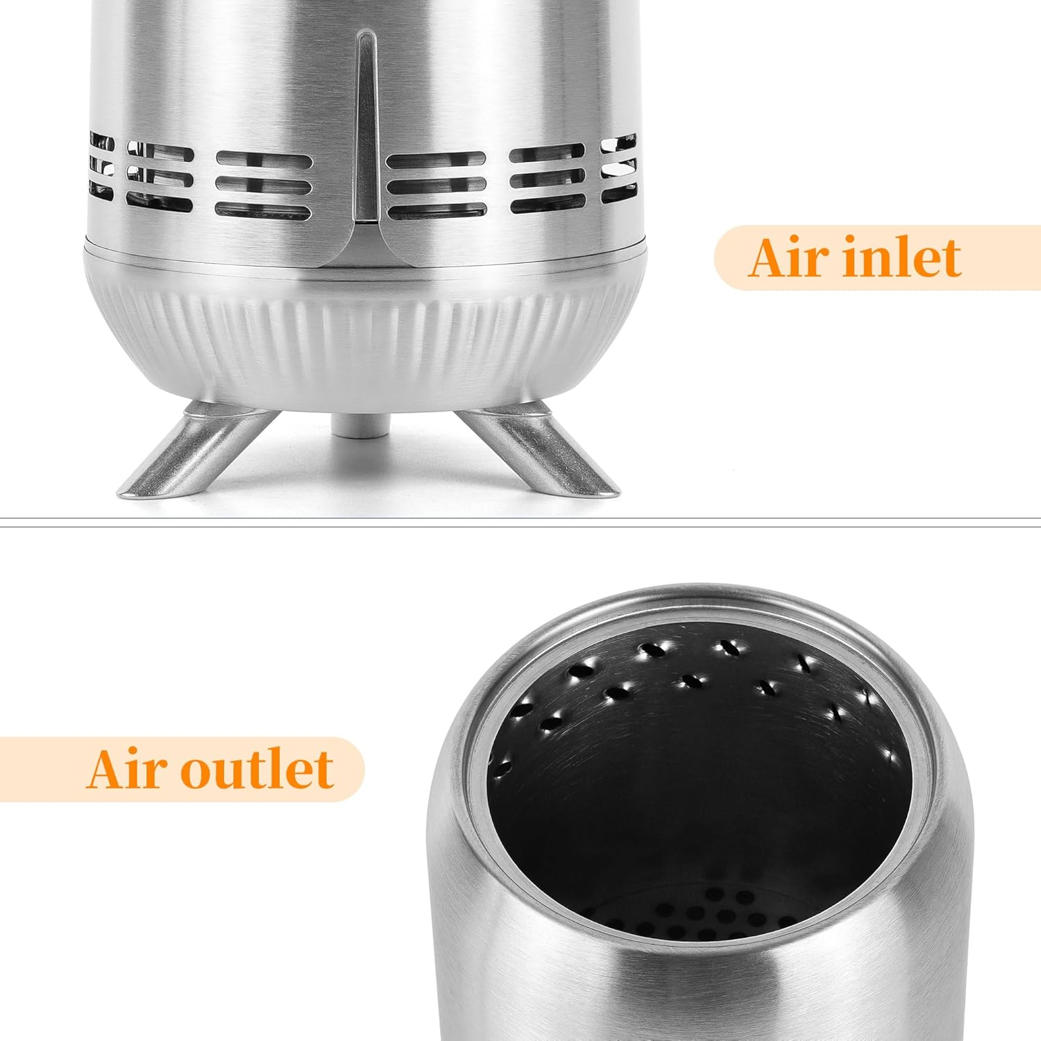 Tabletop Fire Pit, Stainless Steel Mini Outdoor Stove, Low Smoke Burning Portable Fire Pits Firepit Fueled by Pellets or Wood, for Urban & Suburbs, with Travel Bag image number 5