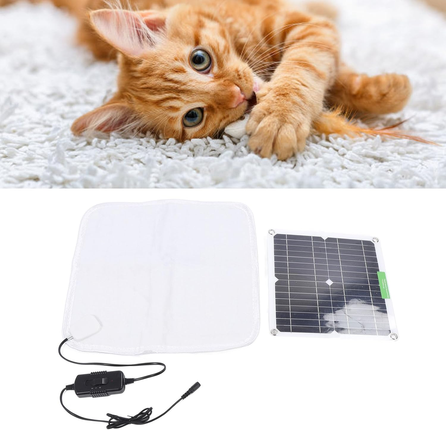 Pet Heating Pad for Dogs and Cats, 12V 50W Electric Heating Blanket with Solar Panel, Rapid & Uniform Heating, Portable Heated Dog Bed Mats with Battery Box, for Home Car Outdoor image number 3