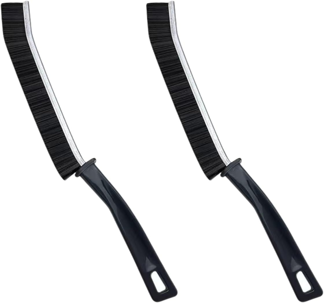 BRARIOS Crevice Cleaning Brush with 15&deg; Angle & Ergonomic Handle Hard Bristles for Stubborn Stains Multi-Surface Scrubber for Bathroom Kitchen Windows (2P)