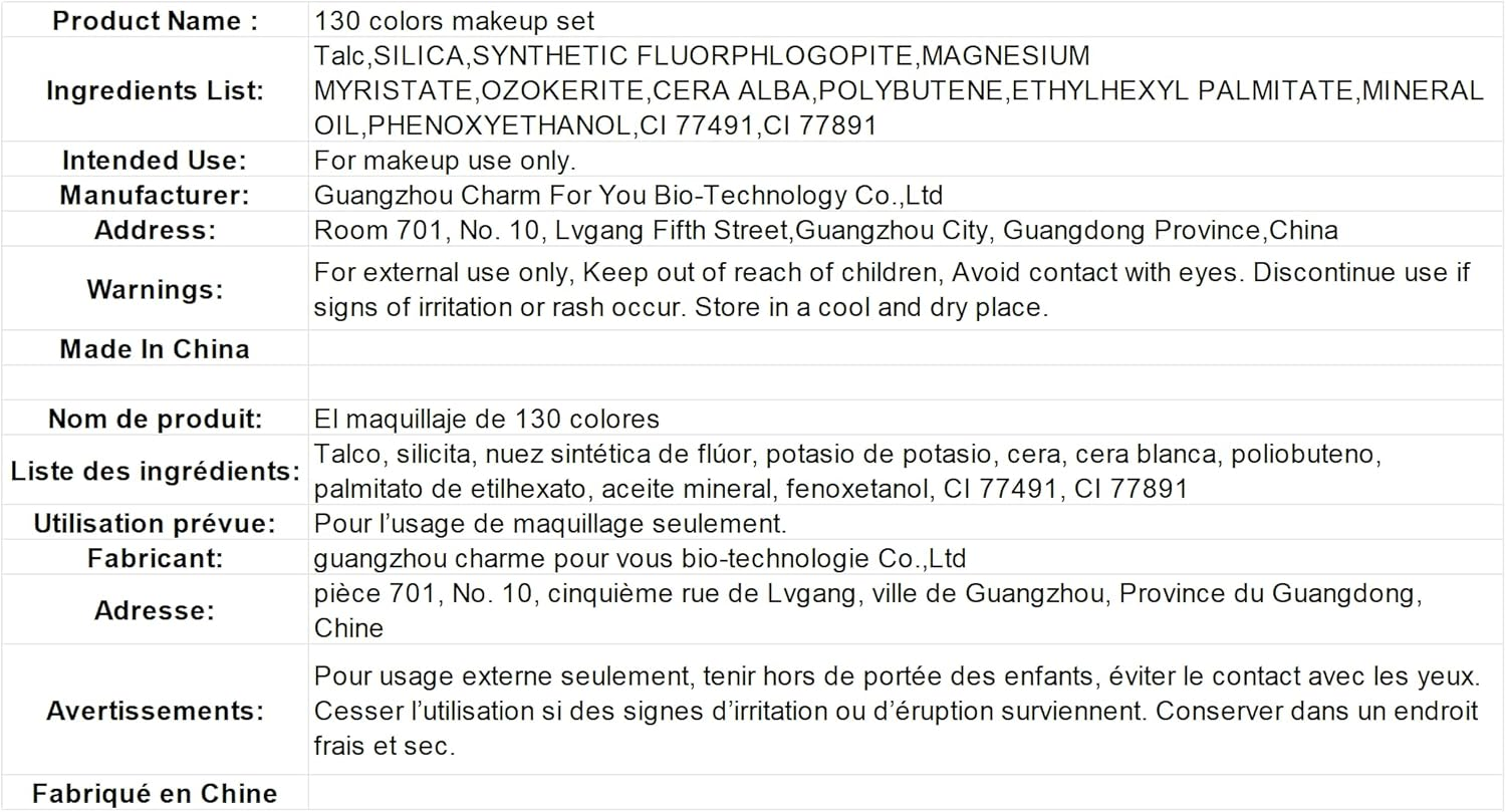 VERONNI All in One Makeup Palette Set, 130 Colors Makeup Kit Eyeshadow Palette Set - Including Eyeshadow, Lip Gloss, Concealer, Highlighter, Eyebrow Gel and Blusher Makeup Gift Kit (130 Colors) image number 6