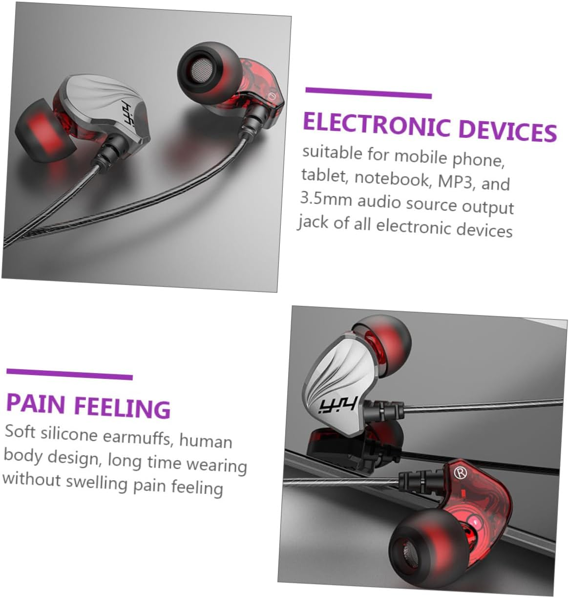 SHINEOFI Plug In-Ear Heavy Bass Headphones for Phone Wired Earphones Microphone for Mobile Phone Tablet Gun Earphones image number 6