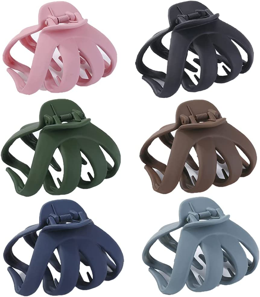 MAORULU Big Claw Hair Clips for Thick Hair, Matte Octopus Large Women and Girls, Jaw Strong Hold Jumbo Clip All Types, 6 Packs (Bright) 3.2*2.9*1.8 Inch