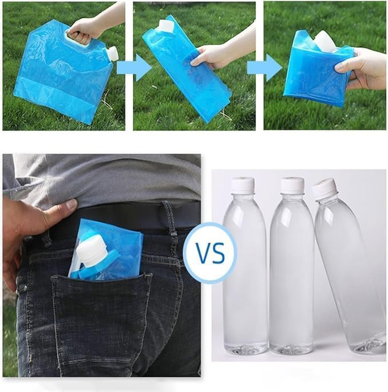 Collapsible Water Container, BPA Free Food Grade Clear Plastic Water Jug with Spout for Sport Camping Riding Hiking, Foldable Emergency Water Bottle image number 6