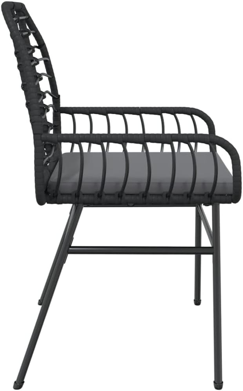 Vidaxl Garden Dining Chair Set - 2 Piece Black PE Rattan Outdoor Armchairs with Cushions - Spacious 57X60X86 Cm - Brown image number 2