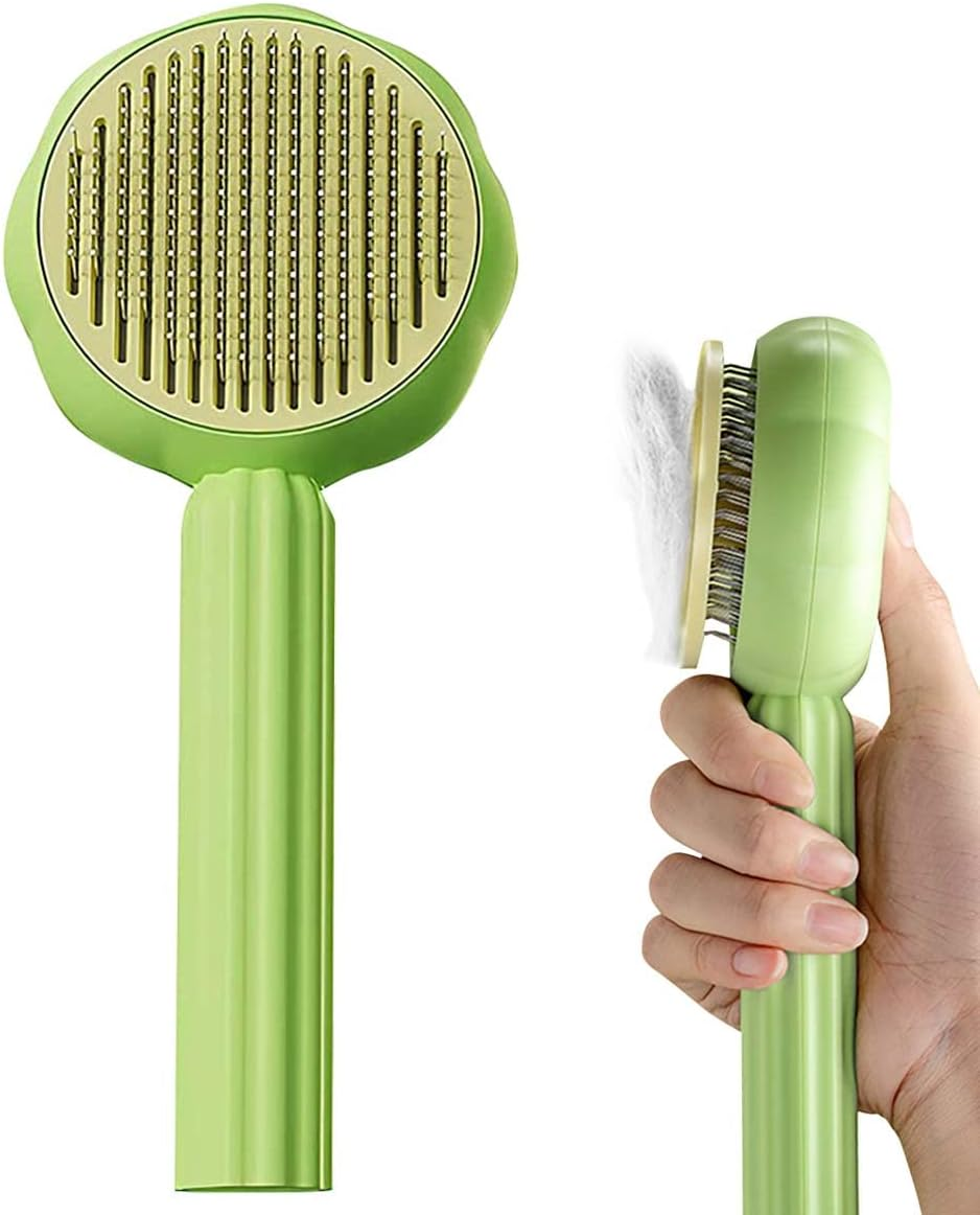 Lonimia Cat Brush, Pet Brush, Short Hair, Cat Brush with Air Cushion, Self-Cleaning Slicker Brush, Removes Undercoat, Cat Hair Brush for Pet Grooming