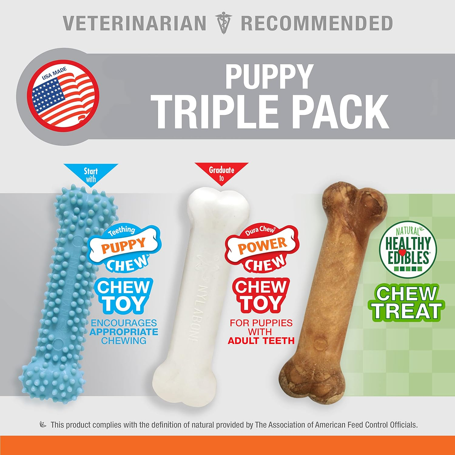 Nylabone Healthy Edibles Chicken Flavor Chew Toy Triple Pack 47 G, Blue image number 4