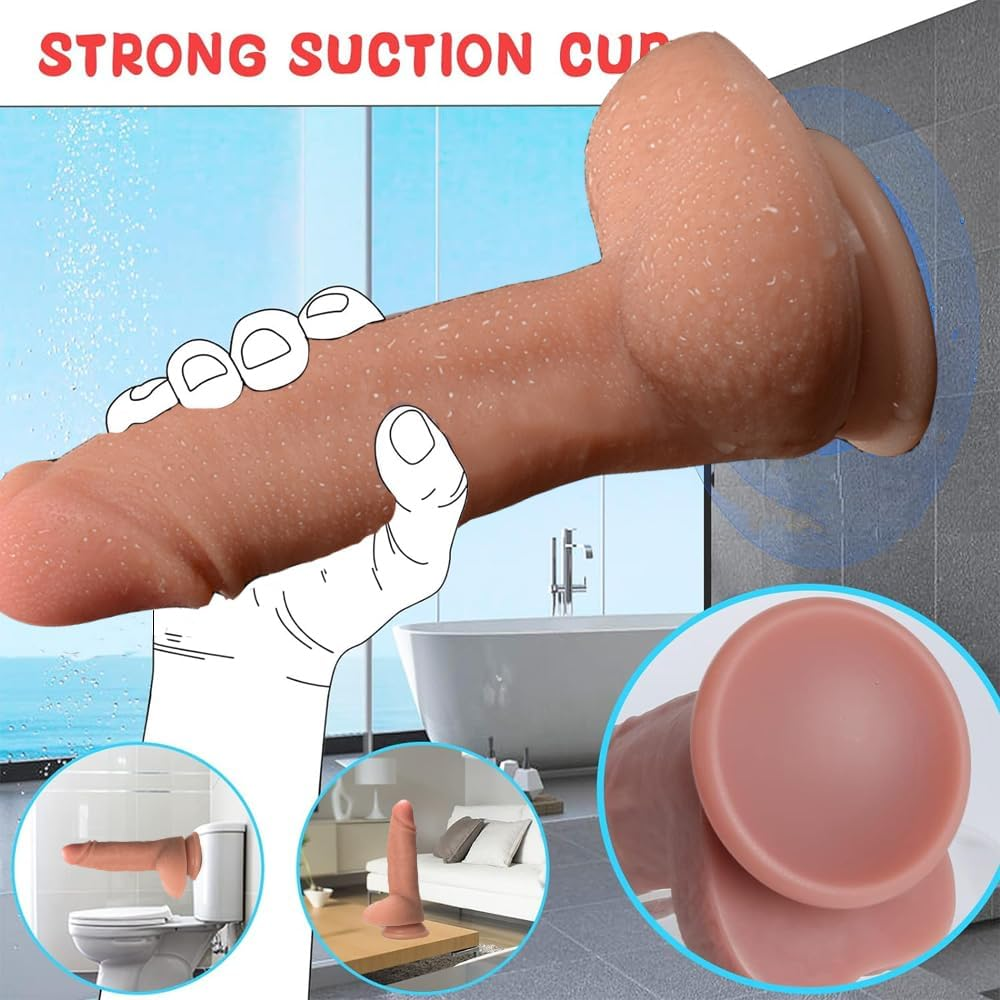 Dildos Realistic Dildo Sex Toy for Adult Women Men Anal G-Spot Stimulation Lifelike Soft Silicone Penis with Strong Suction Cup Sex Toys Women Sex Toy 7.48 Inch DL02 image number 3