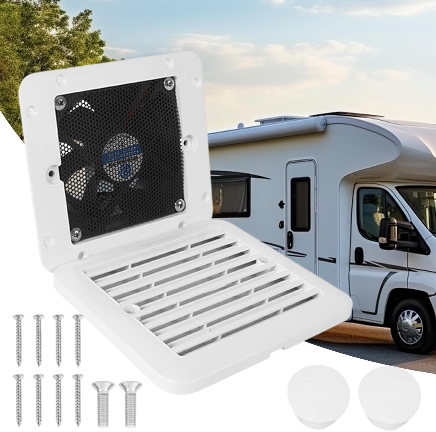 RV Air Vent Fan, 12V Side Exhaust Fan for RV, Silent Wind RV Fan, High Efficiency RV Fan, RV Side Wall Fan, Refrigerator Heat Dissipation Fan, 12V Side Exhaust Fan for RV image number 1