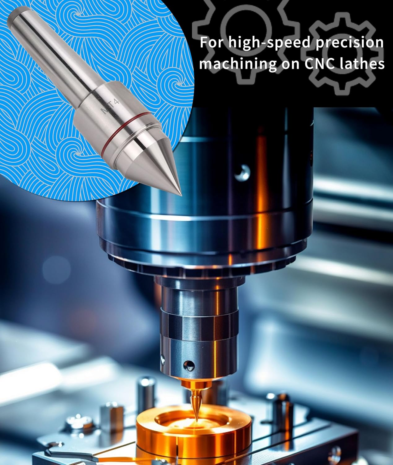 MT4 Live Center, High Carbon Steel CNC Lathe Tailstock Rolling Center, High Precise Good Sealing Heavy Duty Live Tailstock Center for High Speed Machining image number 5